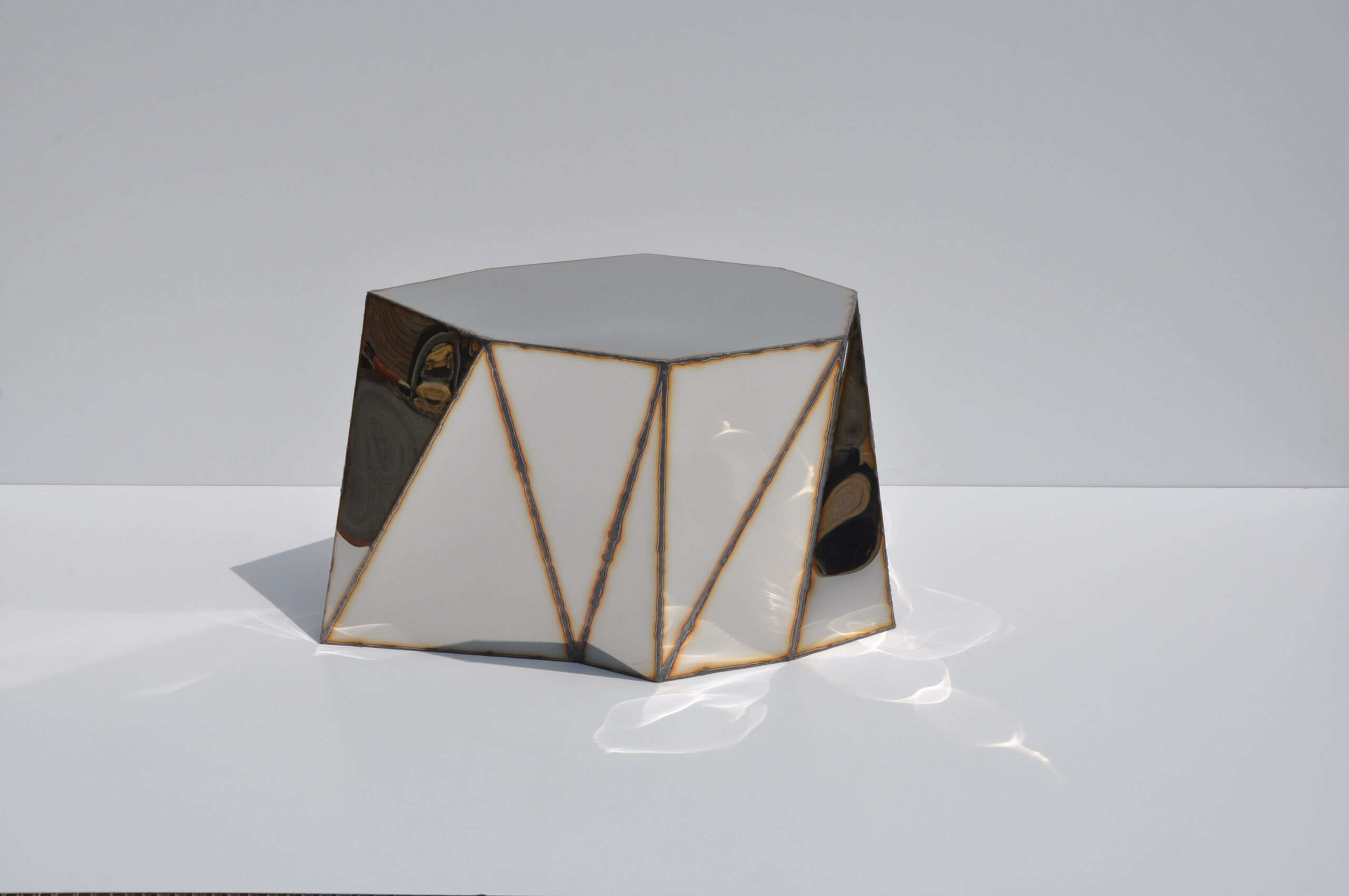 Mirror Table in Welded Mirror Polished Stainless Steel by Julian Mayor 11