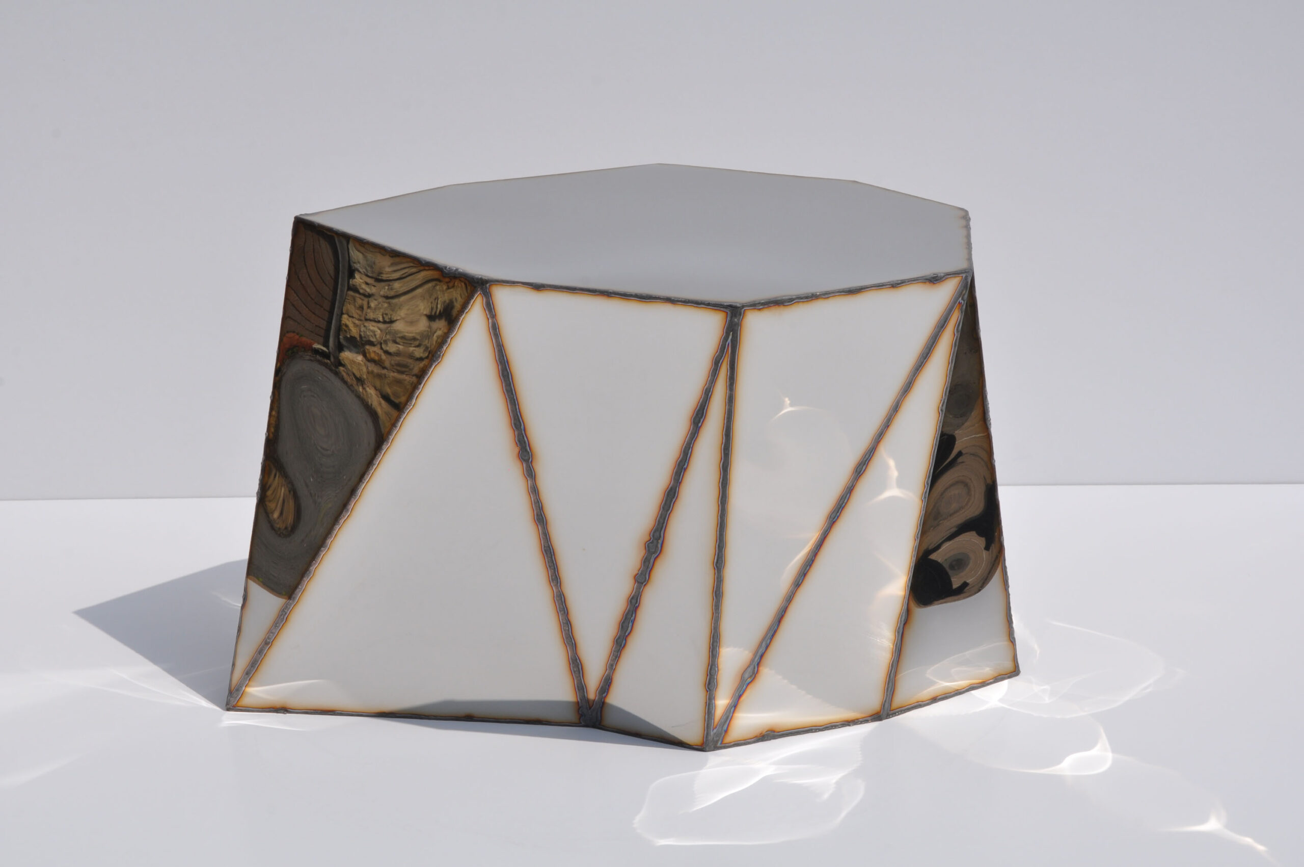 Mirror Table in Welded Mirror Polished Stainless Steel by Julian Mayor 12