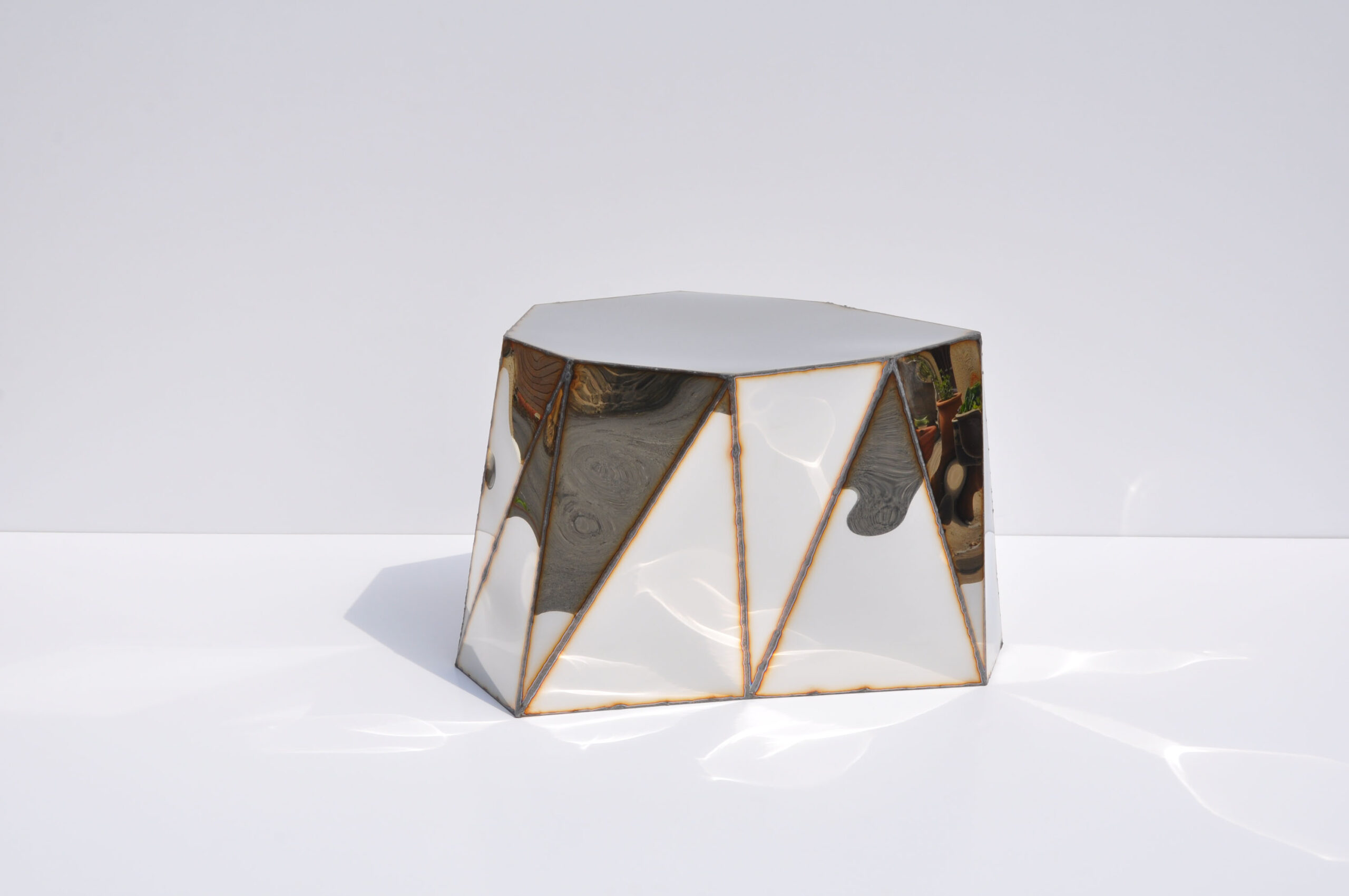 Mirror Table in Welded Mirror Polished Stainless Steel by Julian Mayor 5
