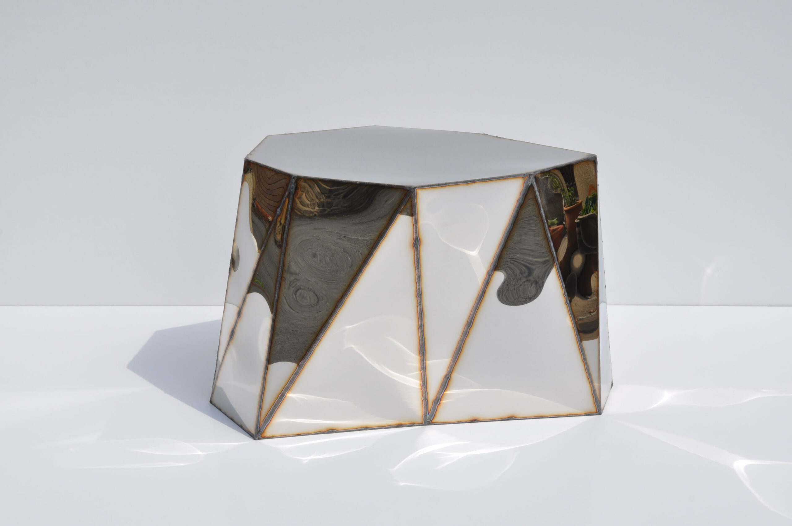 Mirror Table in Welded Mirror Polished Stainless Steel by Julian Mayor 6