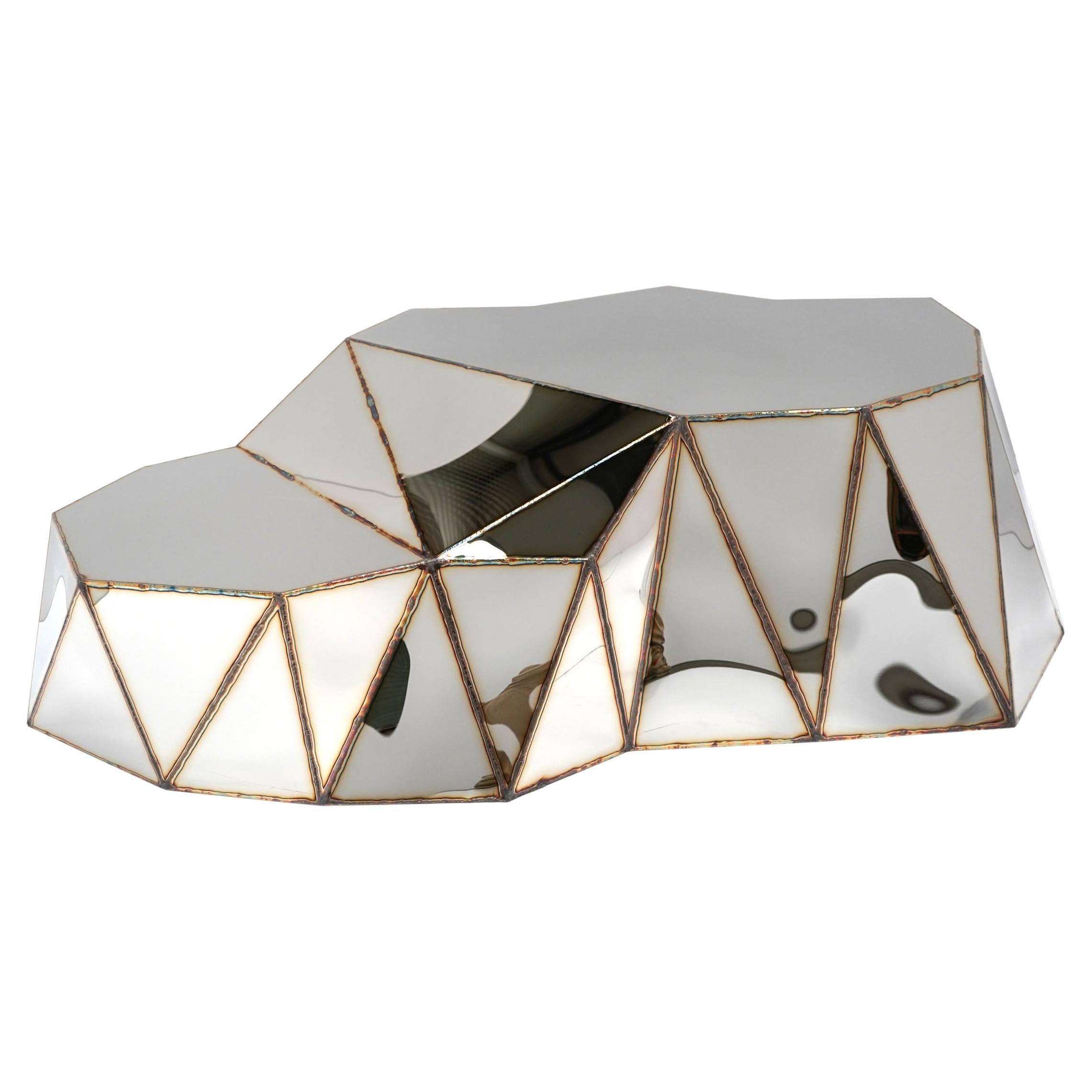 Plateau Coffee Table in Welded Mirror Polished Stainless Steel by Julian Mayor 1