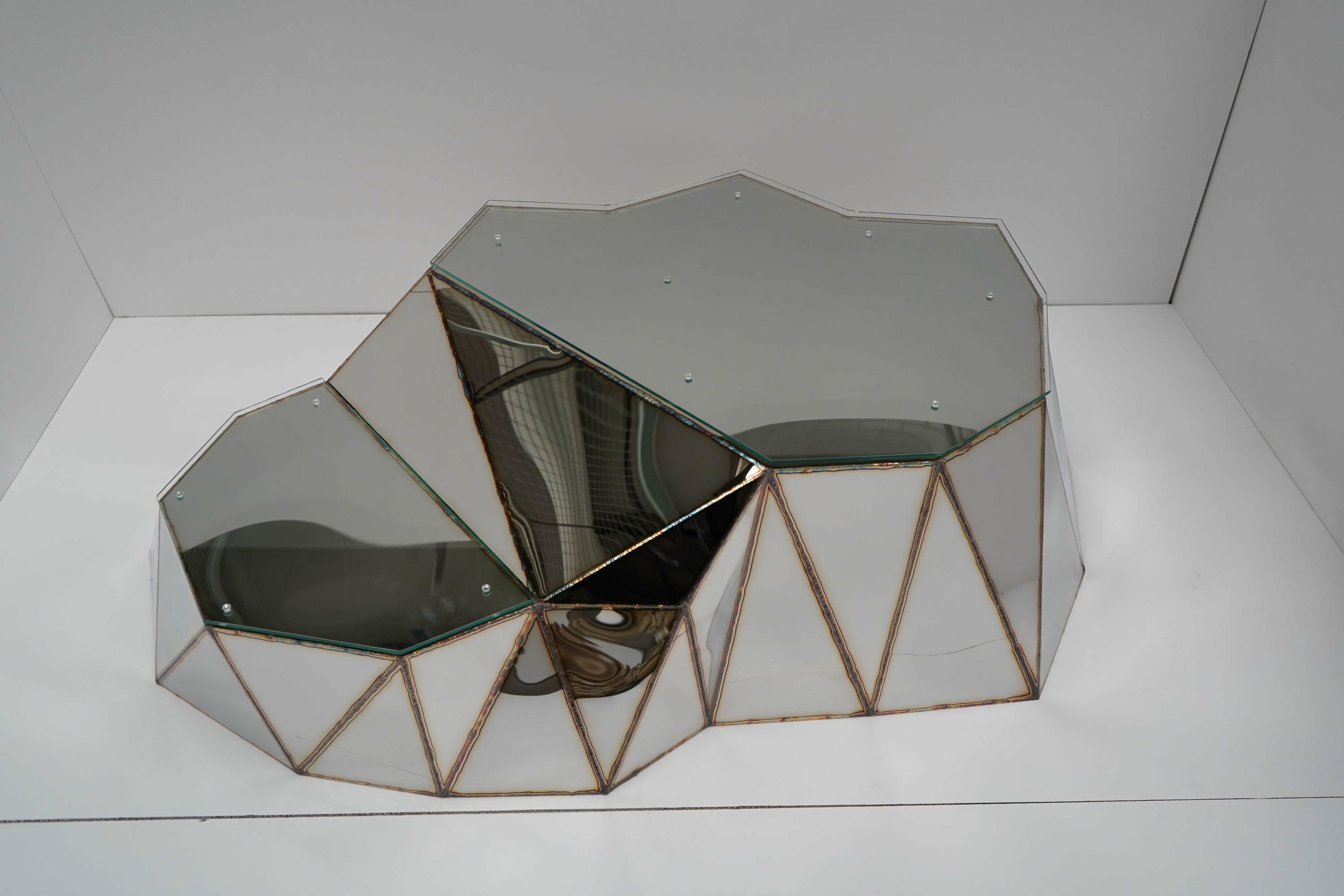 Plateau Coffee Table in Welded Mirror Polished Stainless Steel by Julian Mayor 10