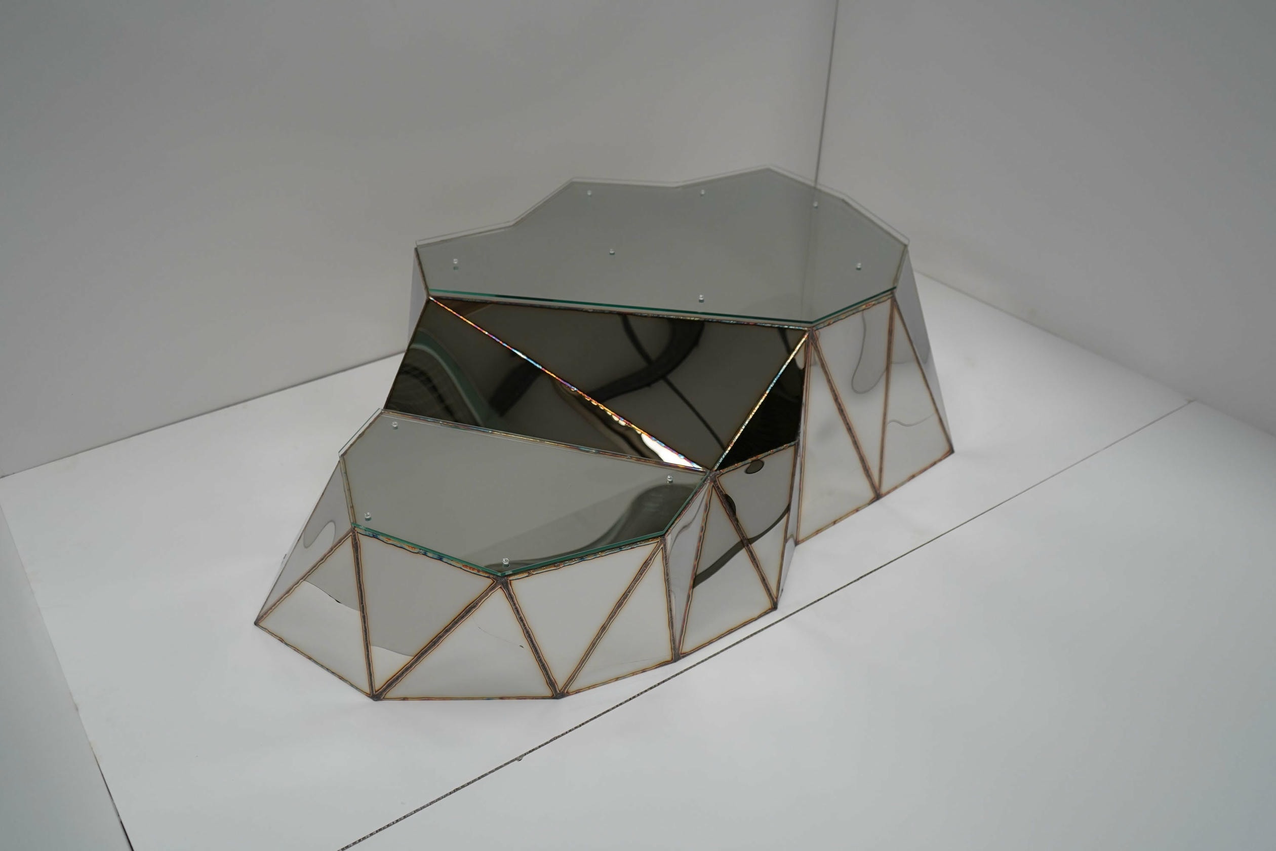 Plateau Coffee Table in Welded Mirror Polished Stainless Steel by Julian Mayor 11