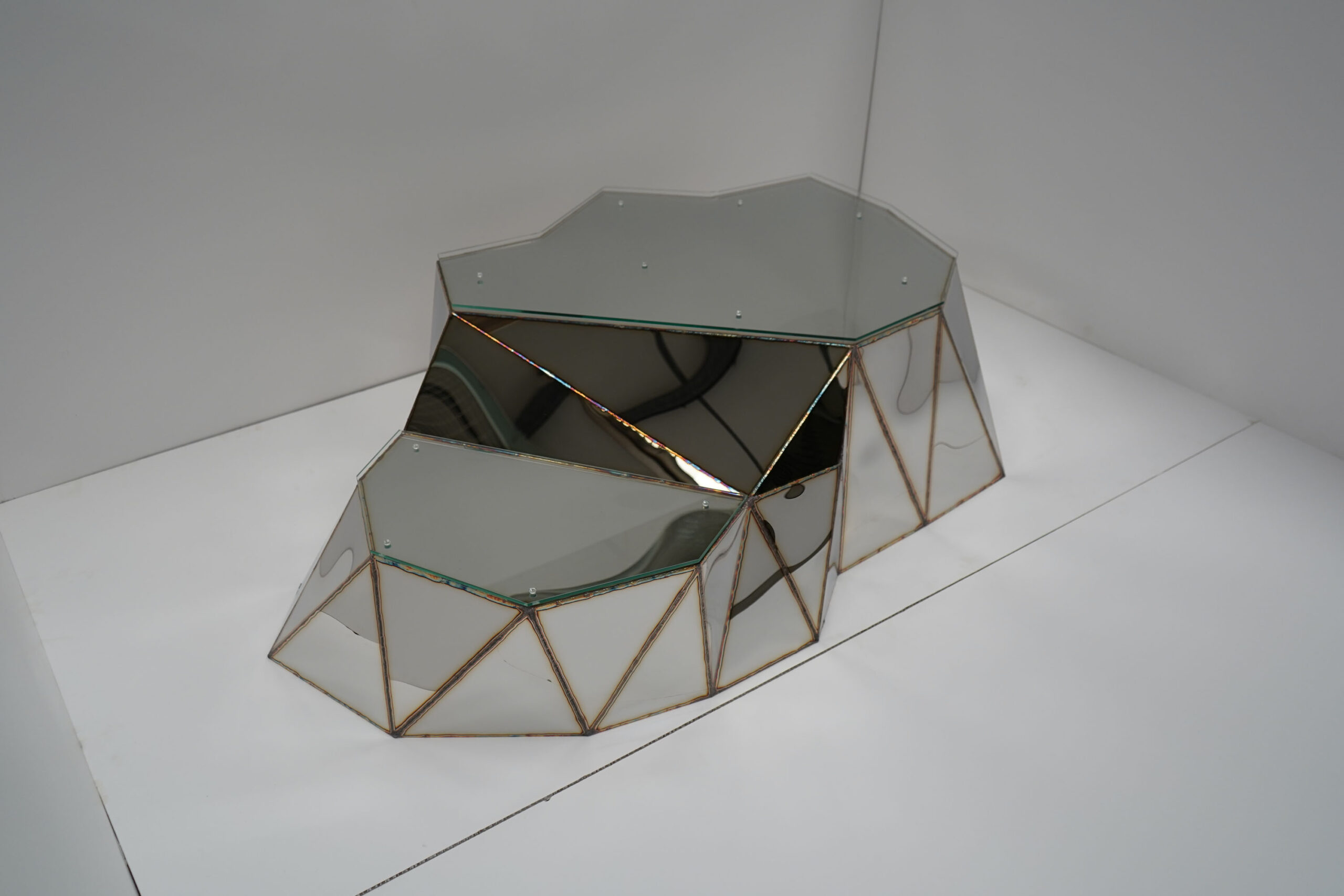 Plateau Coffee Table in Welded Mirror Polished Stainless Steel by Julian Mayor 11