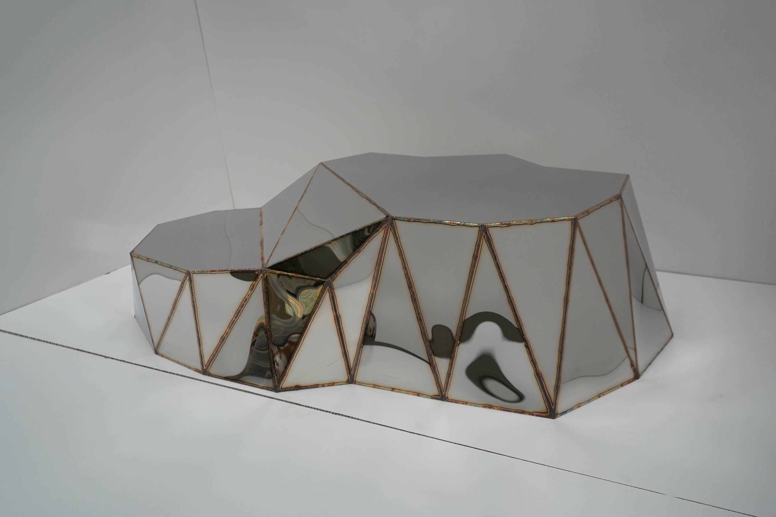Plateau Coffee Table in Welded Mirror Polished Stainless Steel by Julian Mayor 3