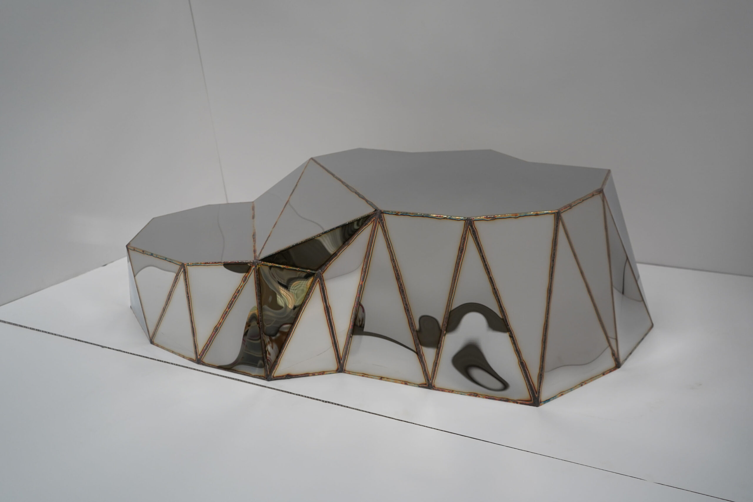 Plateau Coffee Table in Welded Mirror Polished Stainless Steel by Julian Mayor 3