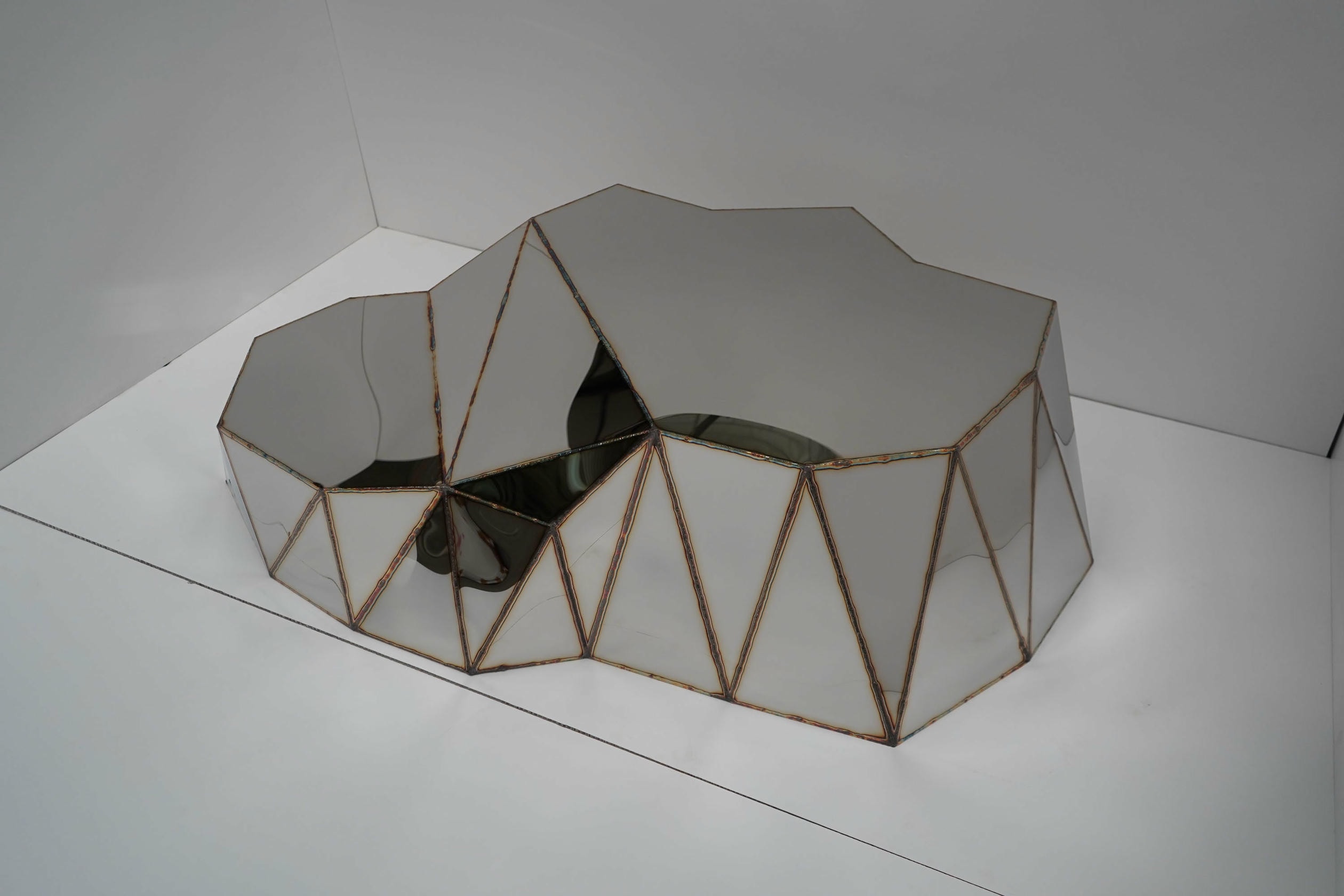 Plateau Coffee Table in Welded Mirror Polished Stainless Steel by Julian Mayor 4