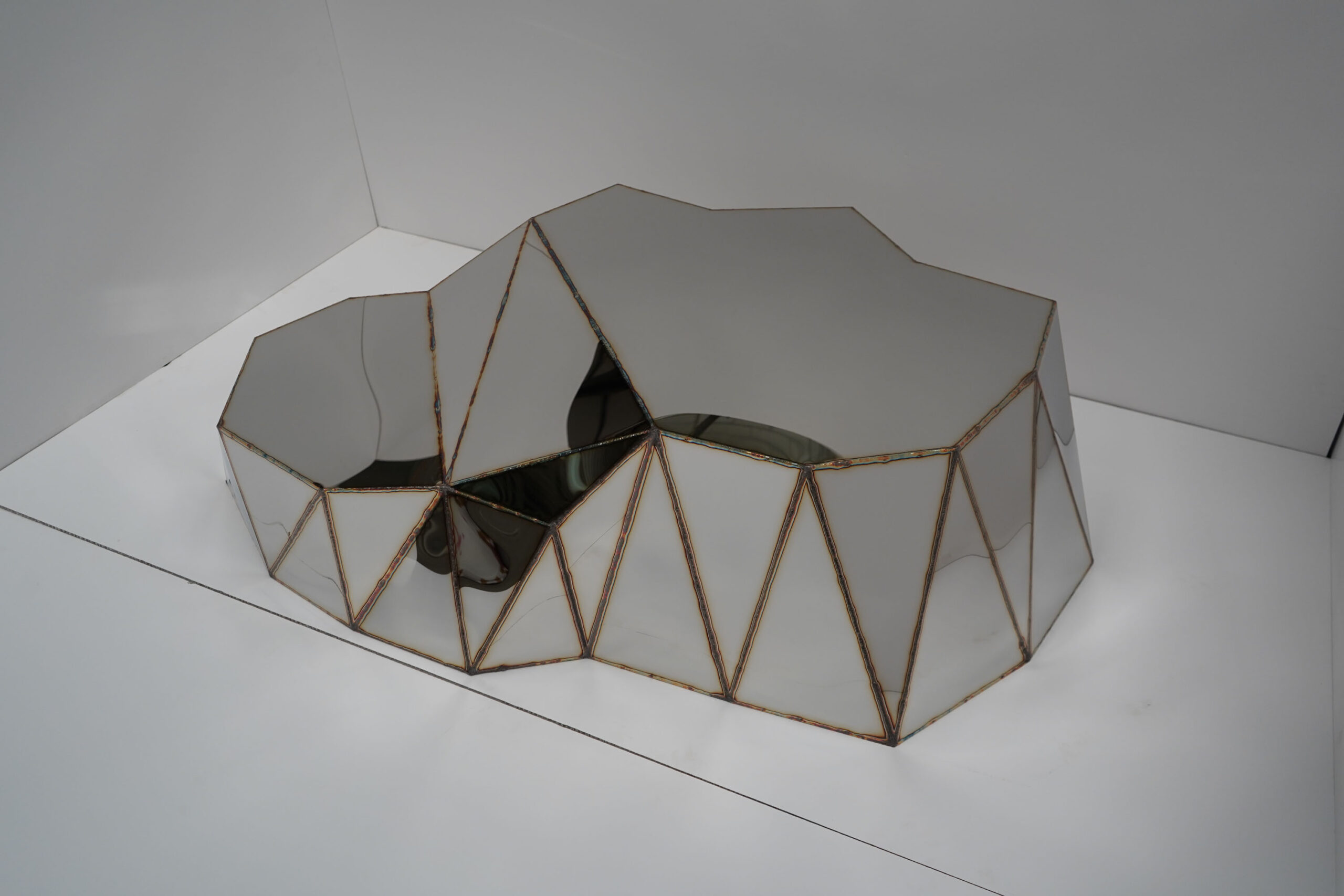 Plateau Coffee Table in Welded Mirror Polished Stainless Steel by Julian Mayor 4