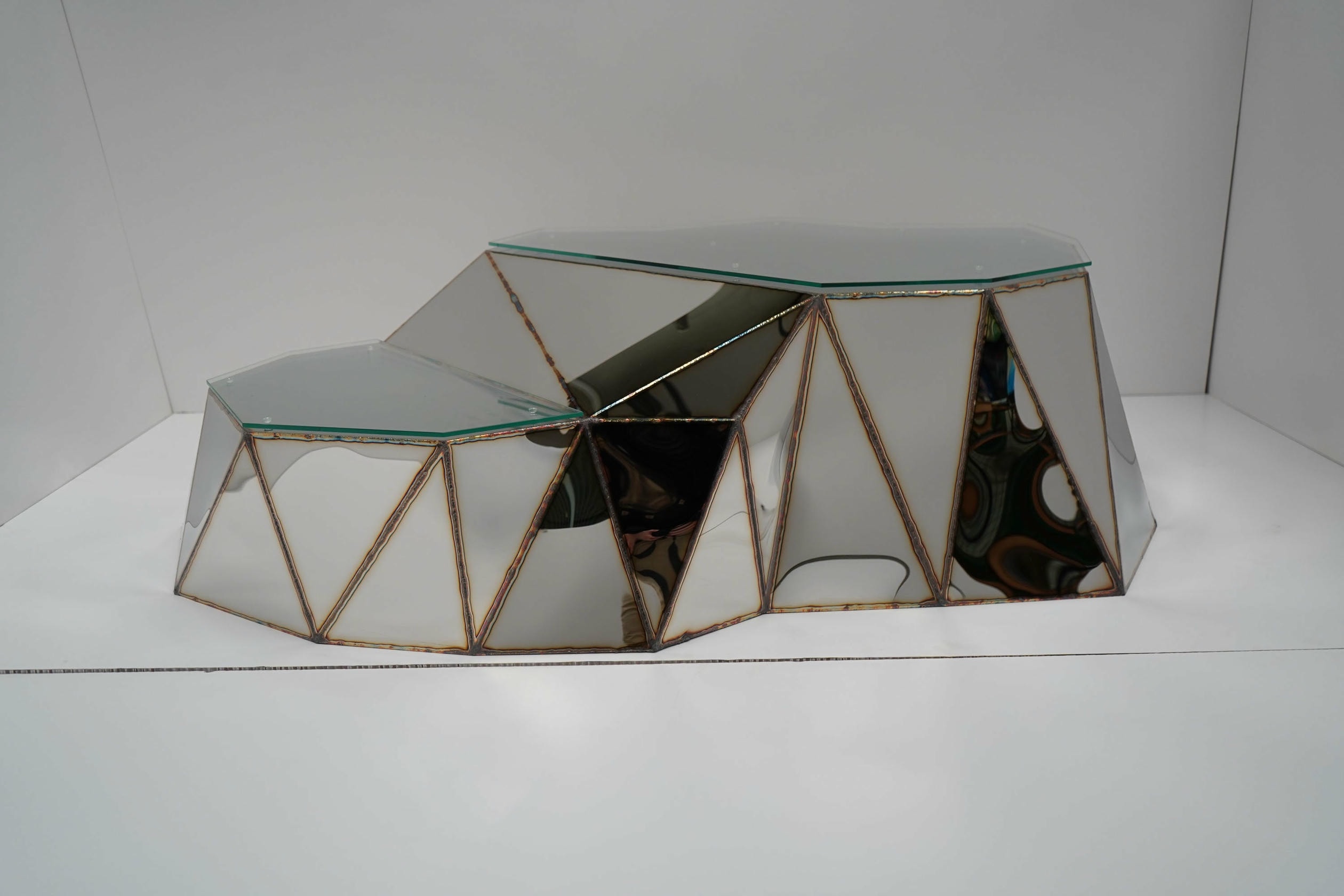 Plateau Coffee Table in Welded Mirror Polished Stainless Steel by Julian Mayor 8