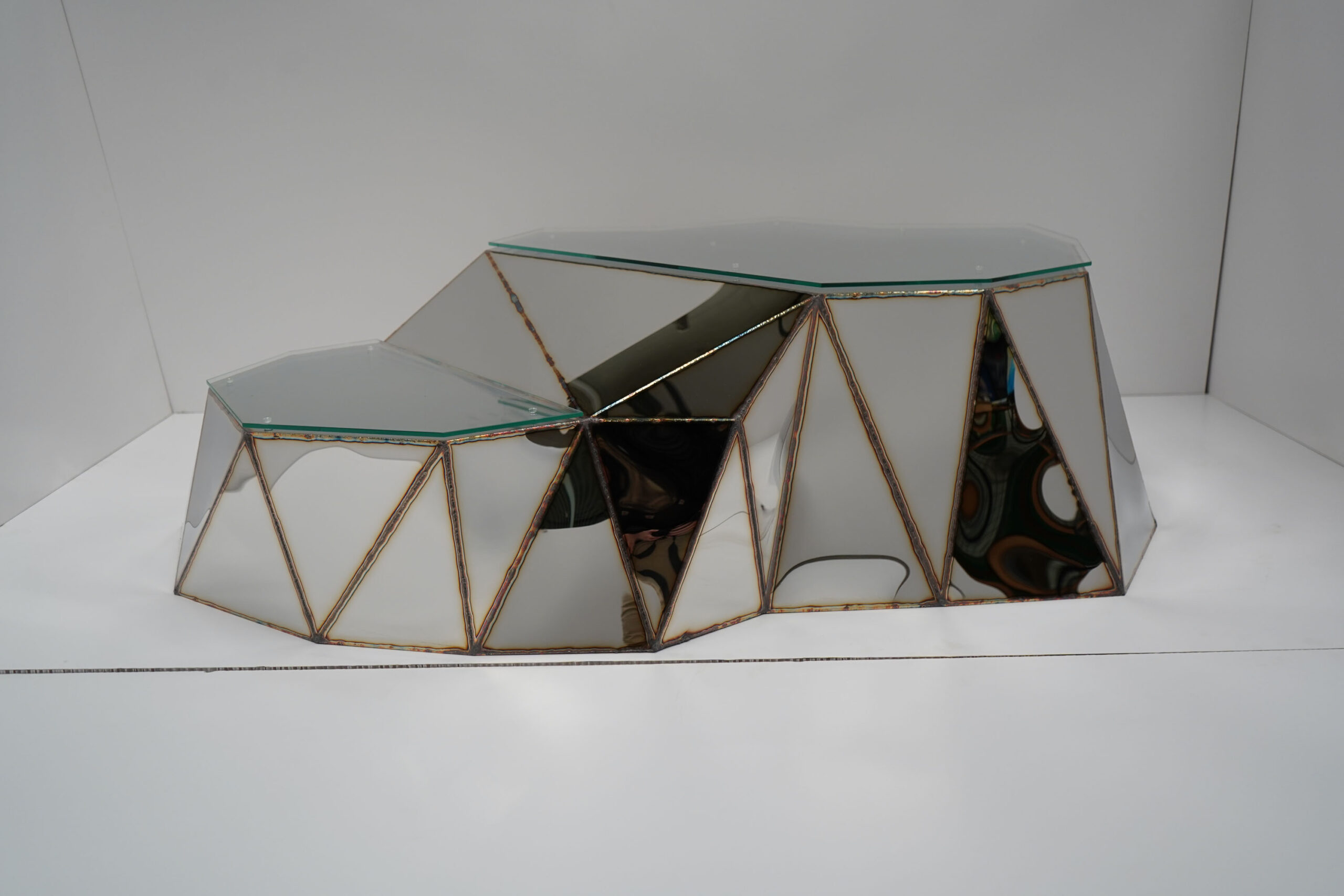 Plateau Coffee Table in Welded Mirror Polished Stainless Steel by Julian Mayor 8