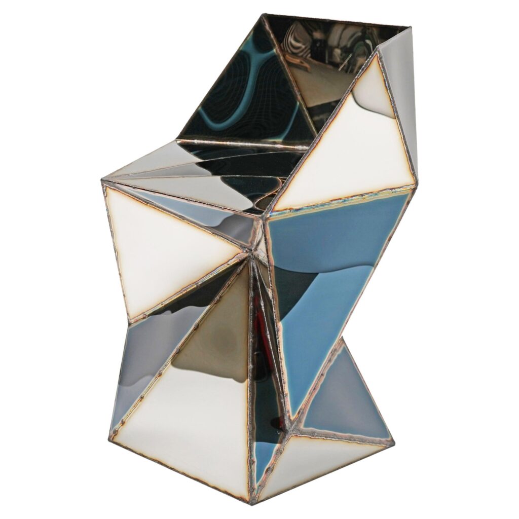 Rook Checkboard Chair in Black & Silver Stainless Steel by Julian Mayor 1