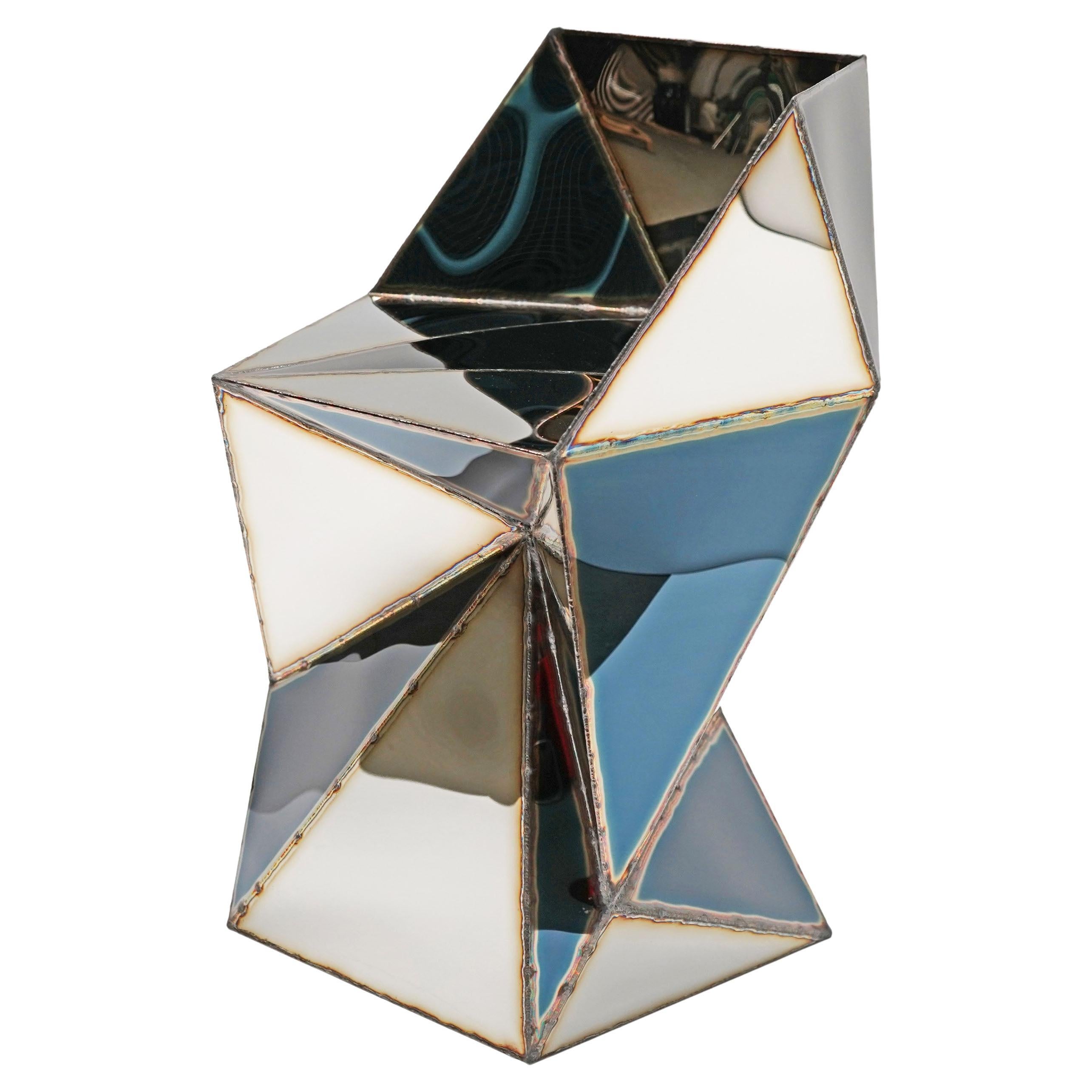 Rook Checkboard Chair in Black & Silver Stainless Steel by Julian Mayor 1
