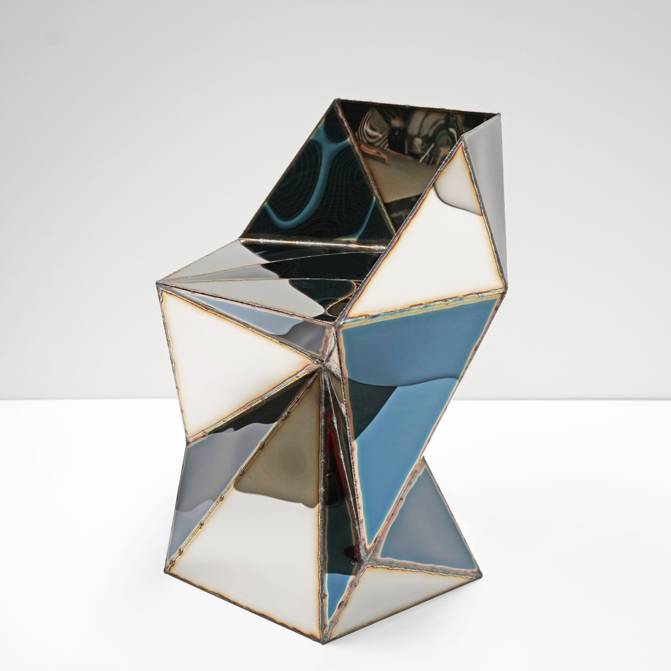 Rook Checkboard Chair in Black & Silver Stainless Steel by Julian Mayor 4