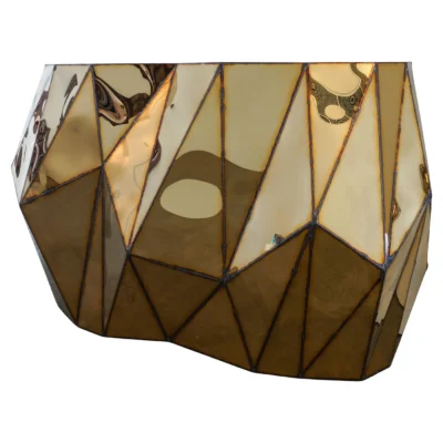 Rough Split Console in Welded Mirror-Polished Stainless Steel by Julian Mayor