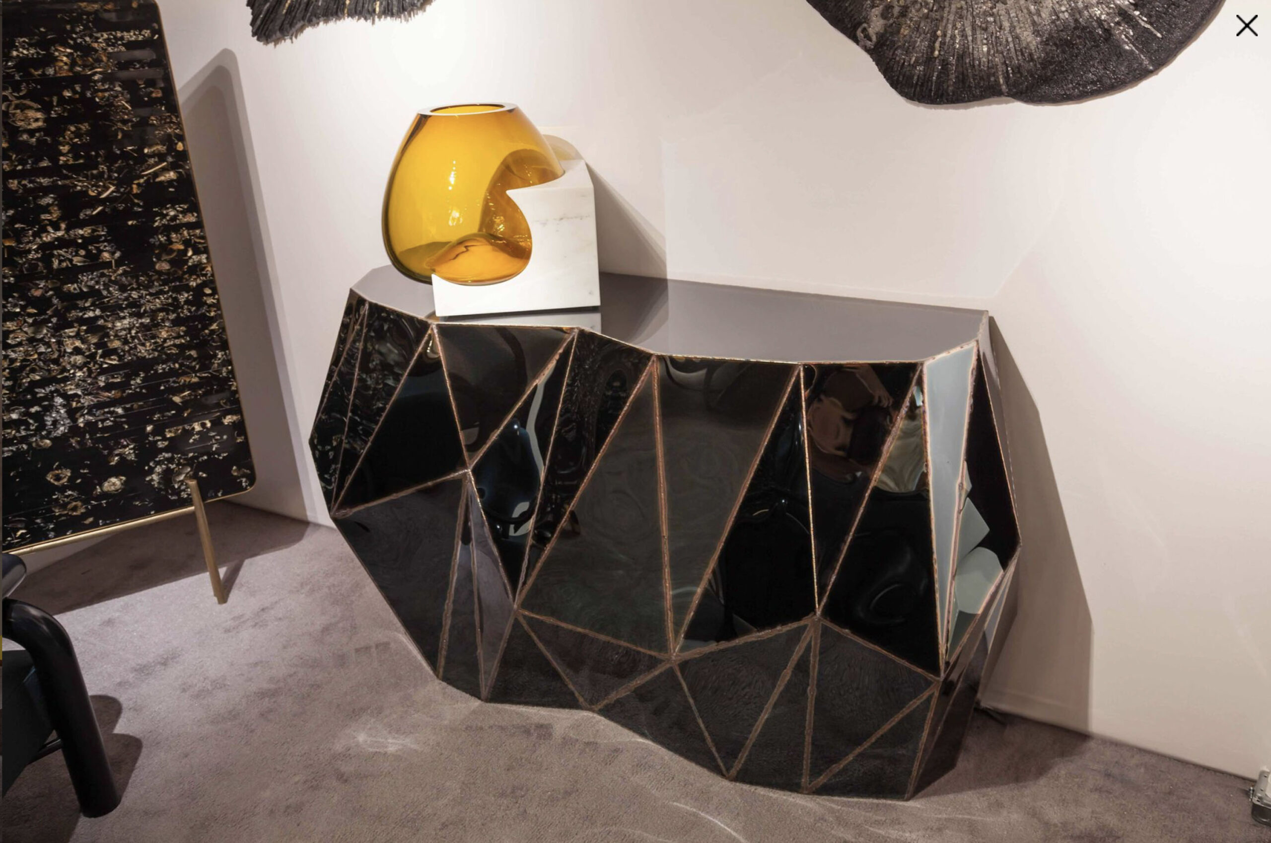 Rough Split Console in Welded Mirror Polished Stainless Steel by Julian Mayor 5