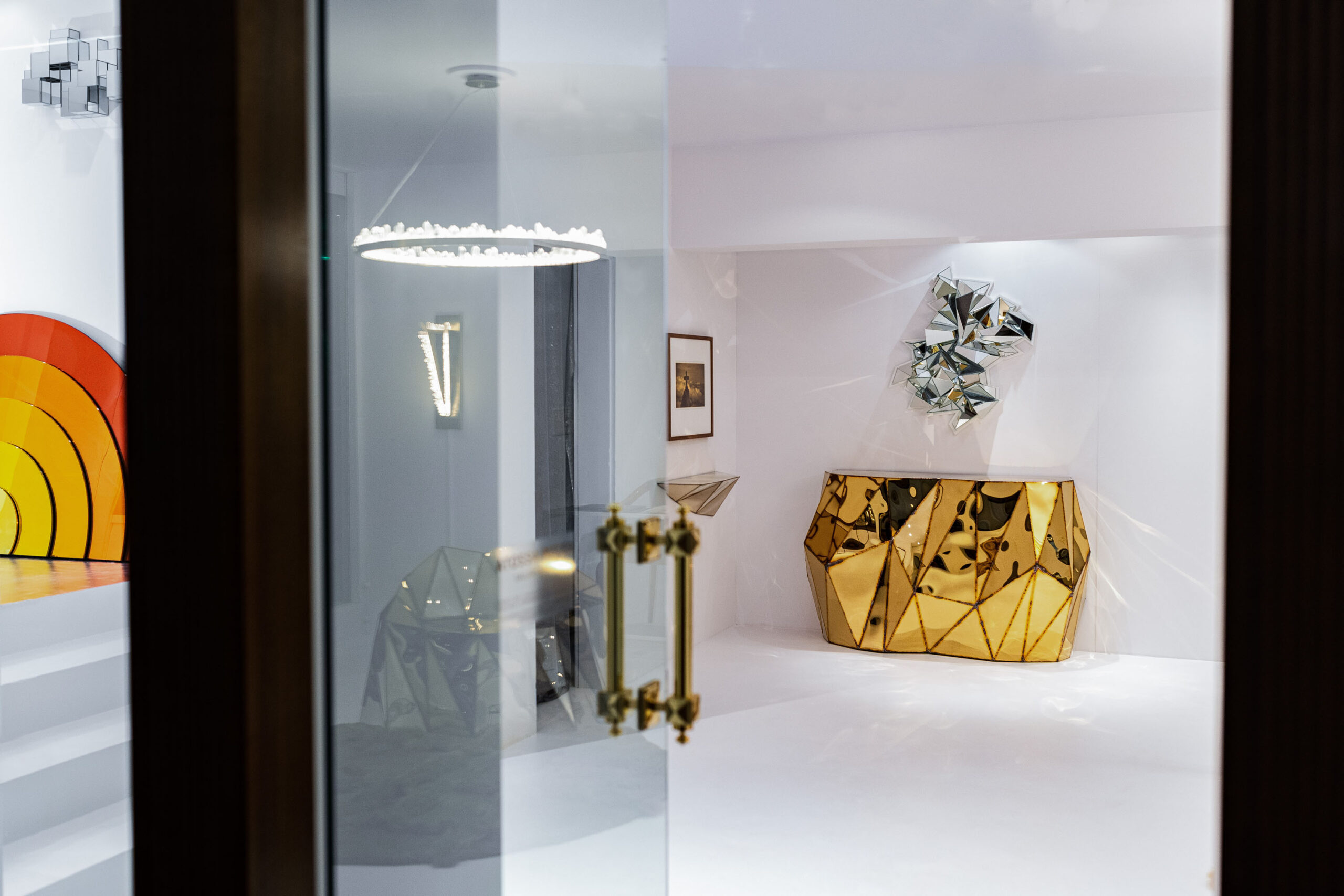 Rough Split Console in Welded Mirror Polished Stainless Steel by Julian Mayor 8