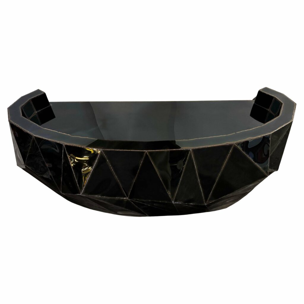 Rough Split Reception Desk in Mirror Polished Stainless Steel by Julian Mayor 1