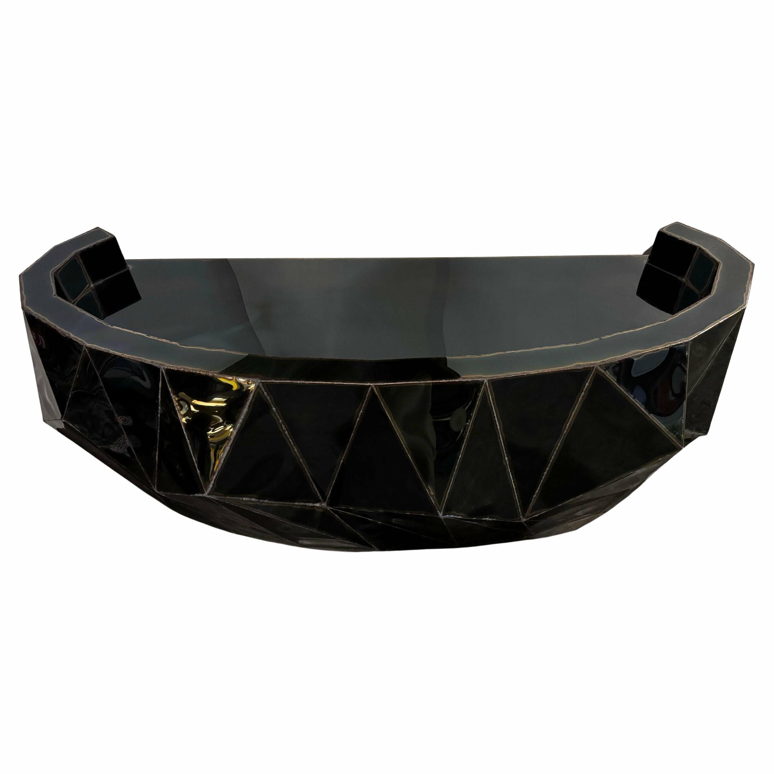 Rough Split Reception Desk in Mirror Polished Stainless Steel by Julian Mayor 1