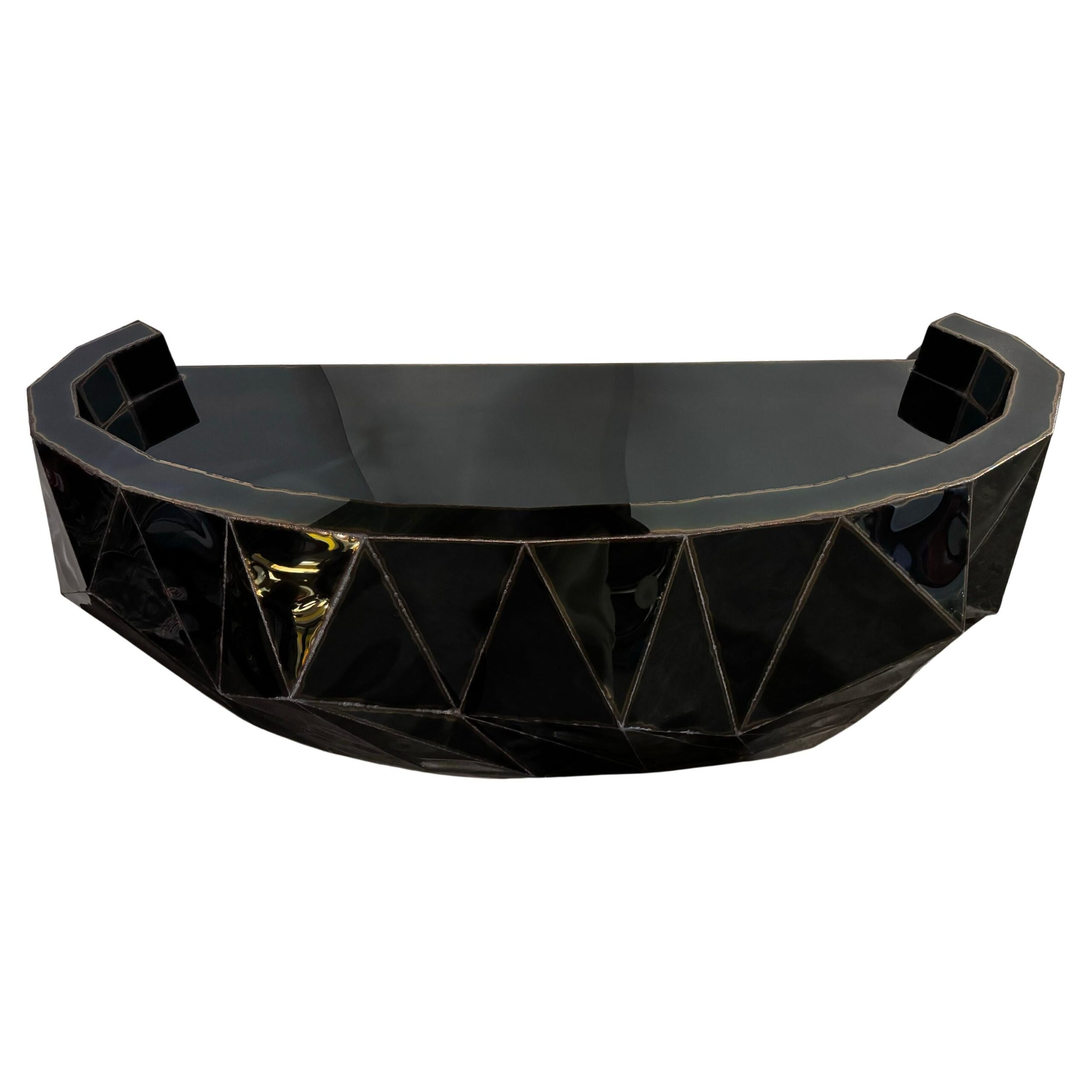 Rough Split Reception Desk in Mirror Polished Stainless Steel by Julian Mayor 1