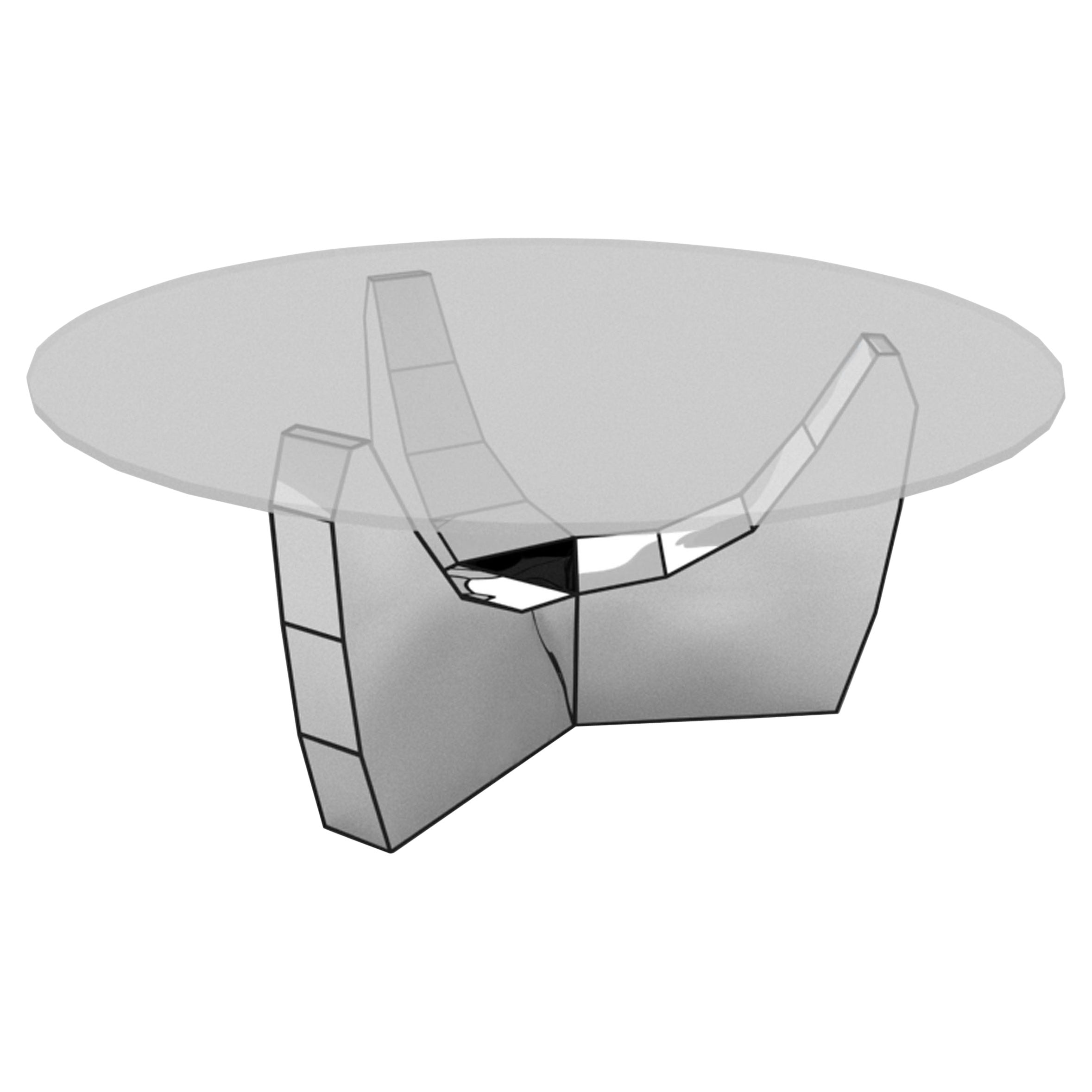 Screenkiss Low Table Base in Mirror Polished Stainless Steel by Julian Mayor 1