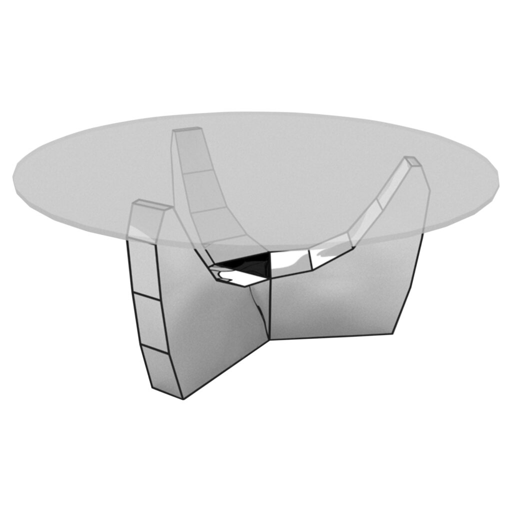 Screenkiss Low Table Base in Mirror Polished Stainless Steel by Julian Mayor 1