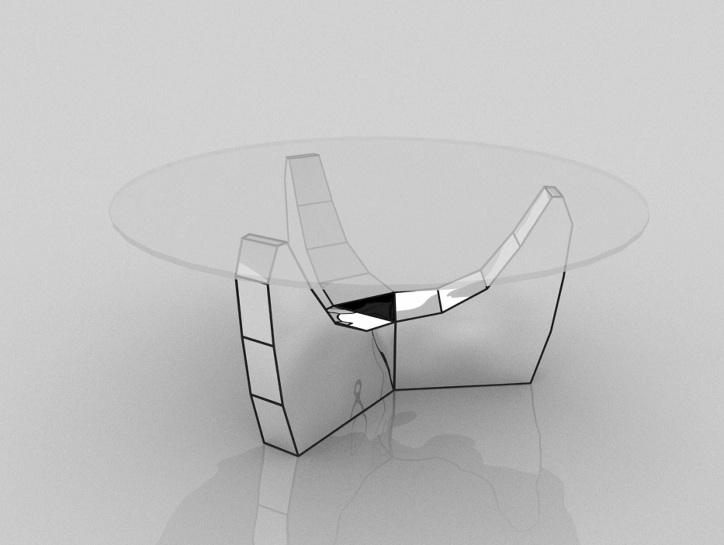 Screenkiss Low Table Base in Mirror Polished Stainless Steel by Julian Mayor 2