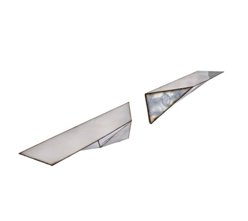 Set Of 2 Mirror Image Shelves in Mirror Polished Stainless Steel by Julian Mayor 1
