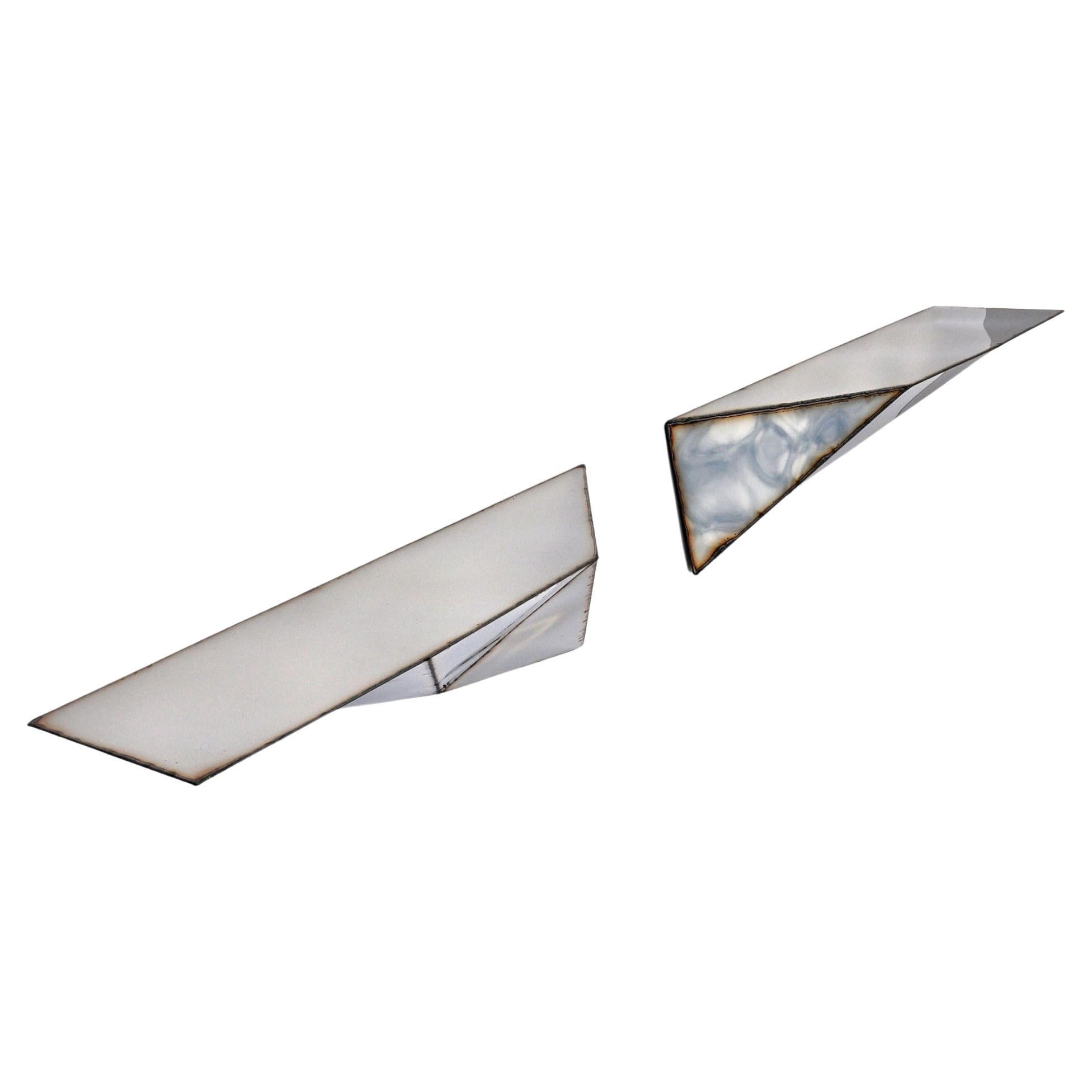 Set Of 2 Mirror Image Shelves in Mirror Polished Stainless Steel by Julian Mayor 1