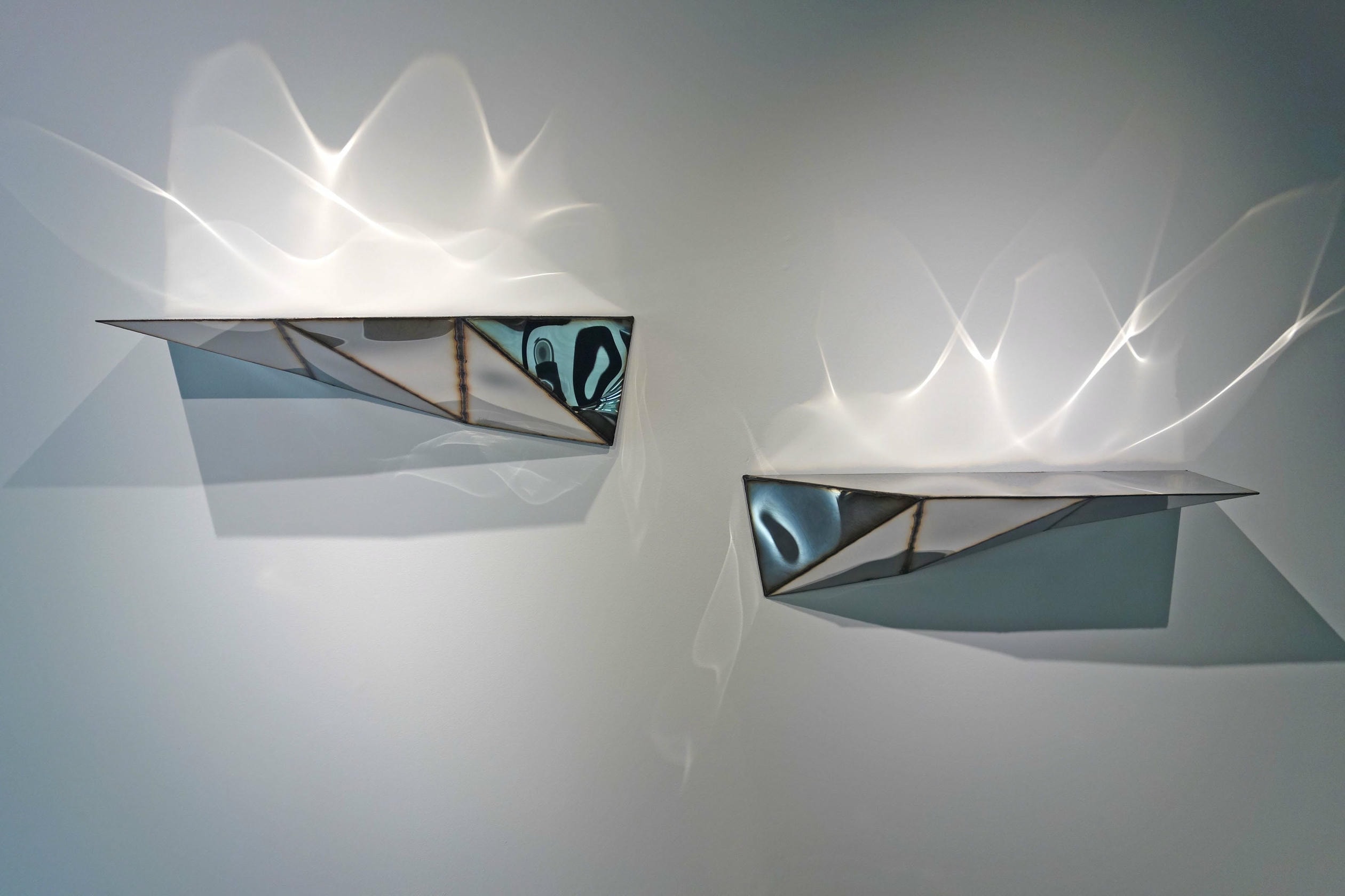 Set Of 2 Mirror Image Shelves in Mirror Polished Stainless Steel by Julian Mayor 2