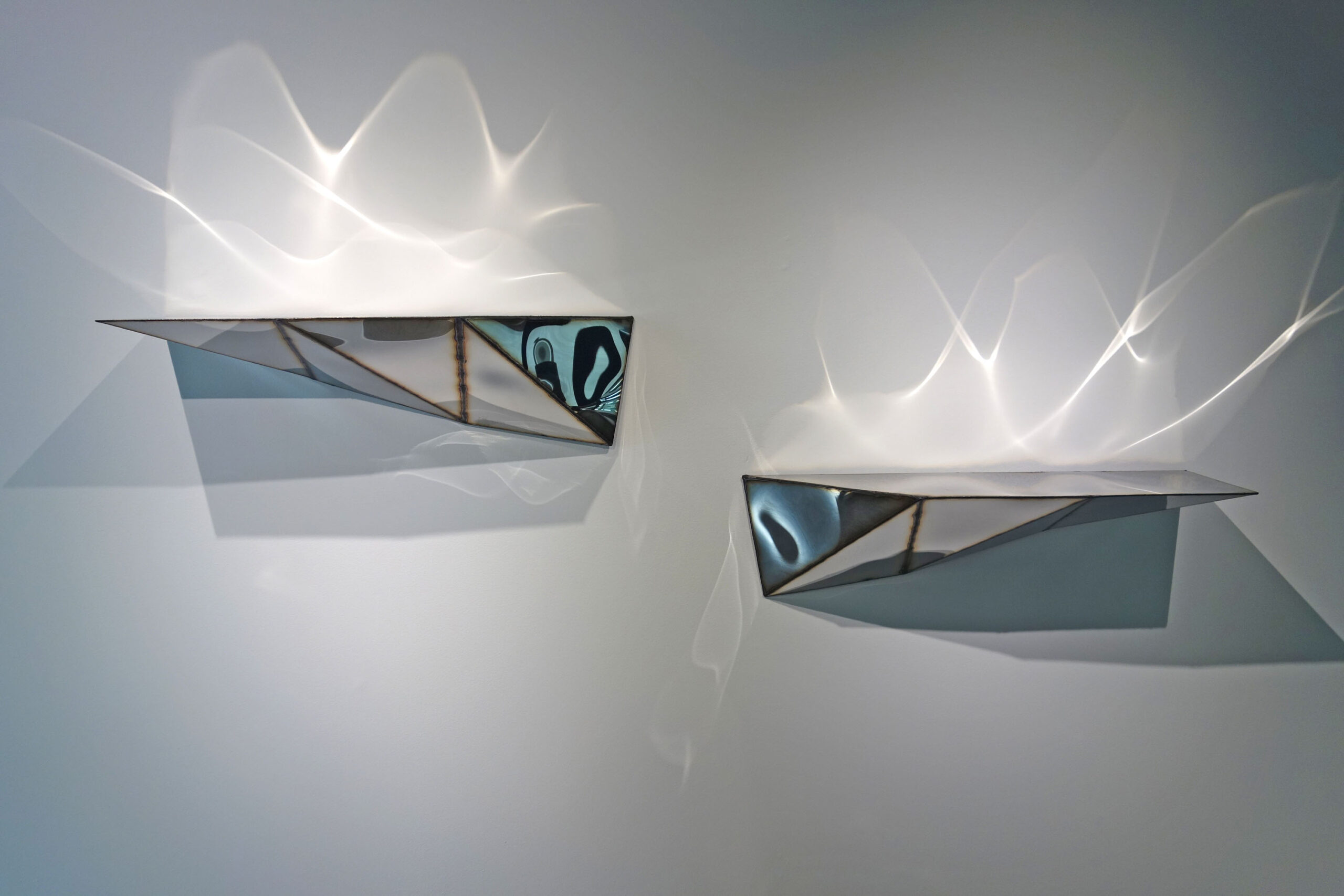 Set Of 2 Mirror Image Shelves in Mirror Polished Stainless Steel by Julian Mayor 2