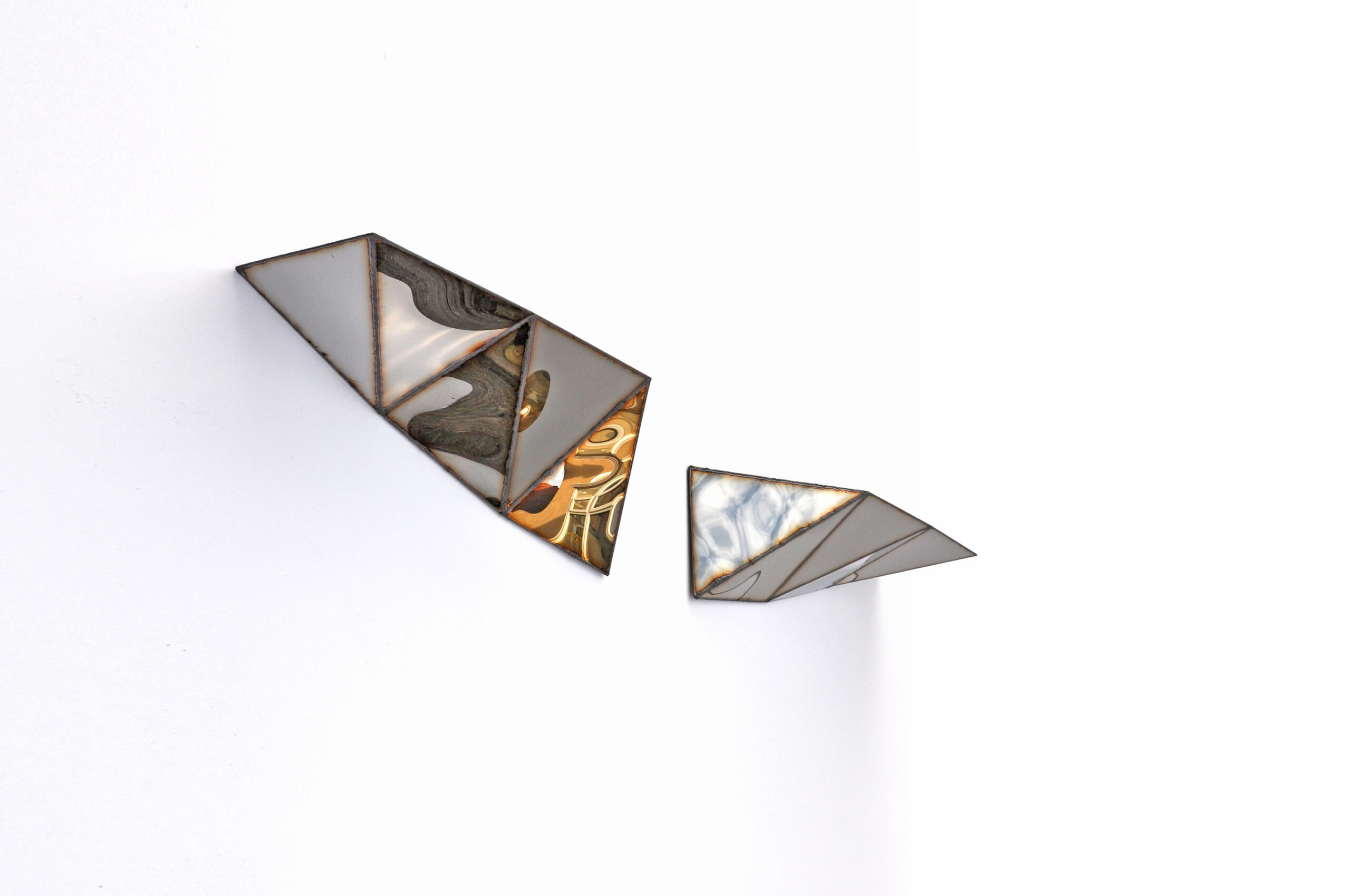 Set Of 2 Mirror Image Shelves in Mirror Polished Stainless Steel by Julian Mayor 3