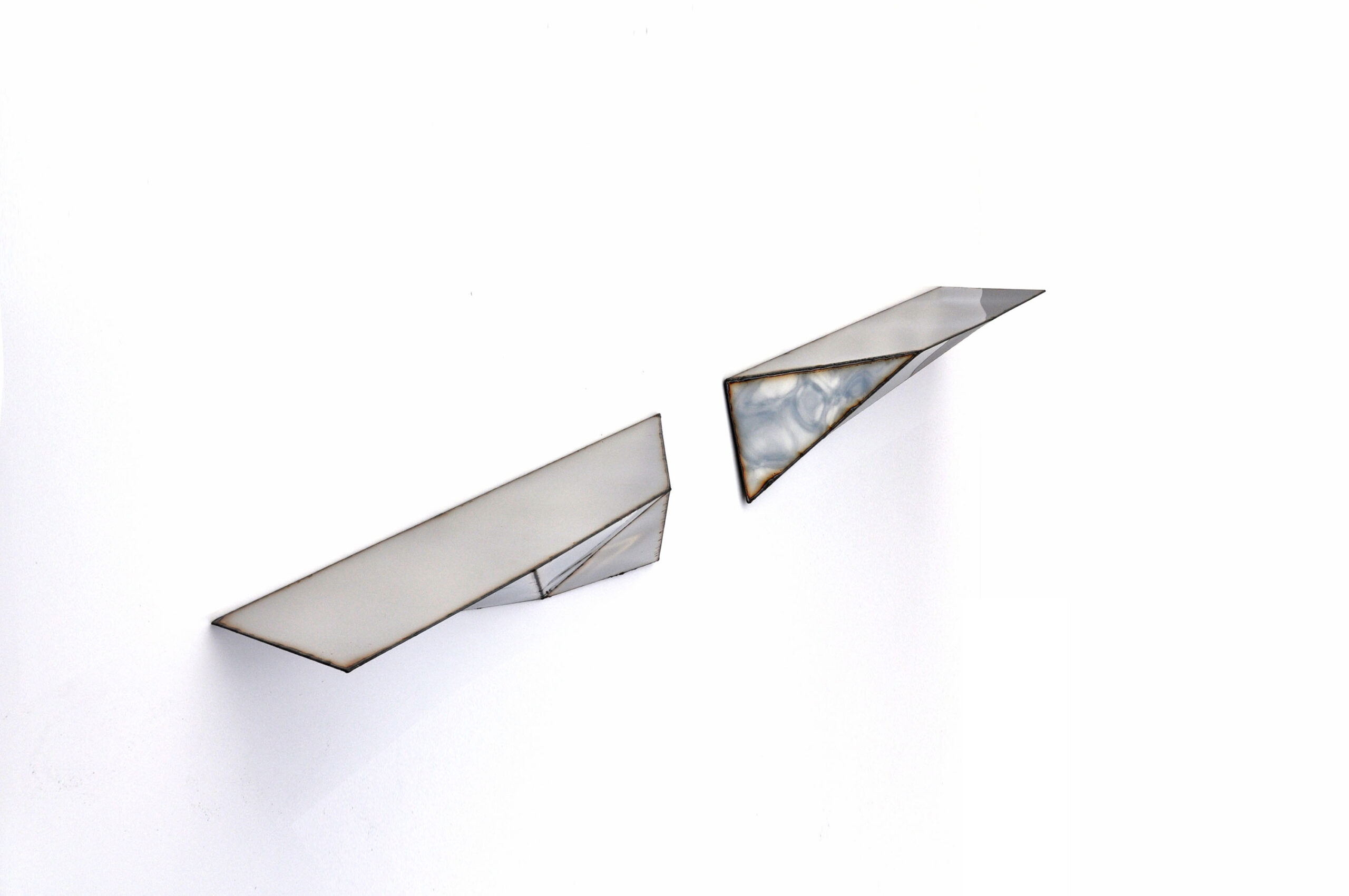 Set Of 2 Mirror Image Shelves in Mirror Polished Stainless Steel by Julian Mayor 5