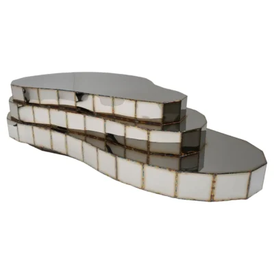 Steppe Low Table in Welded Mirror-Polished Stainless Steel by Julian Mayor