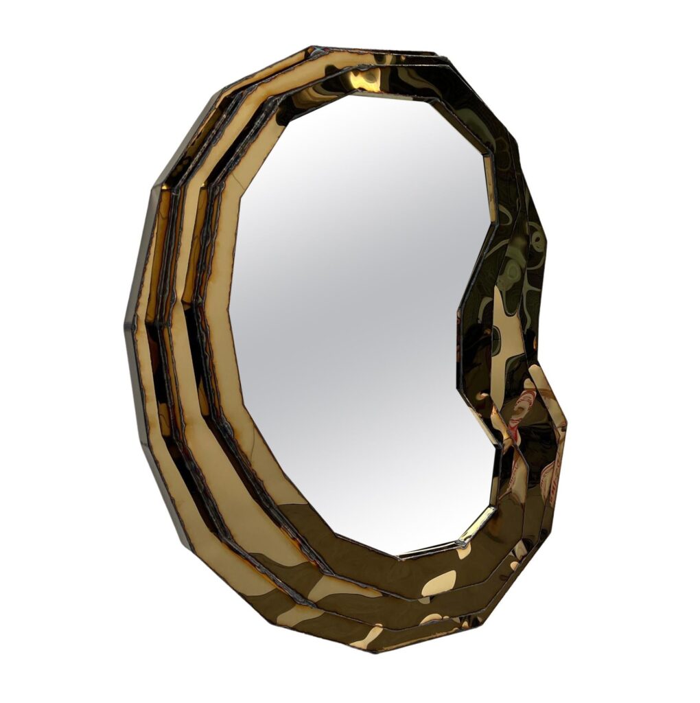 Steppe Mirror in Welded Mirror Polished Stainless Steel by Julian Mayor 1