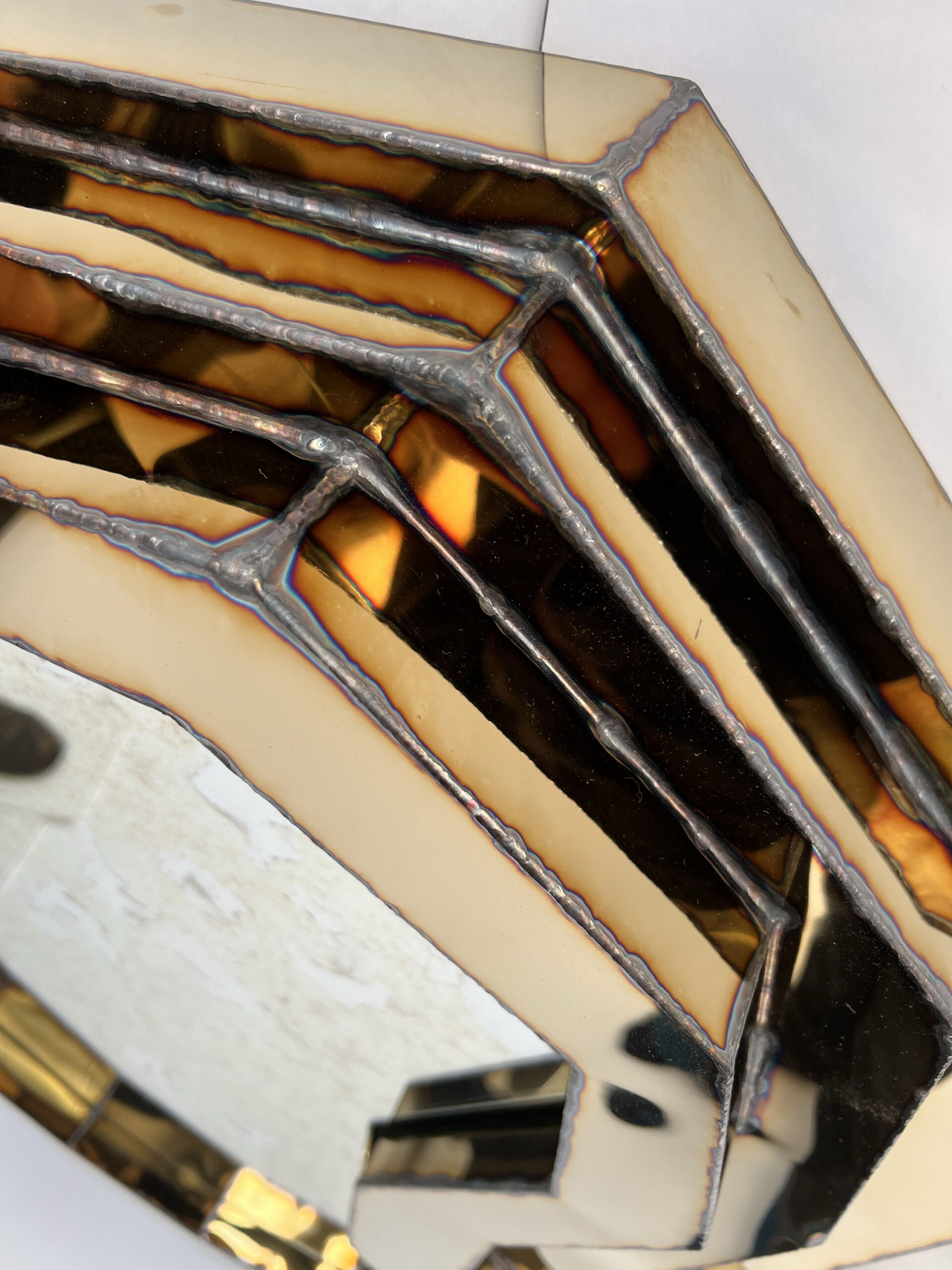 Steppe Mirror in Welded Mirror Polished Stainless Steel by Julian Mayor 8