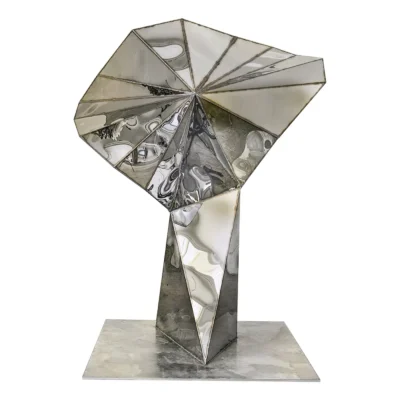 Transmission Sculpture in Welded Mirror-Polished Stainless Steel by Julian Mayor