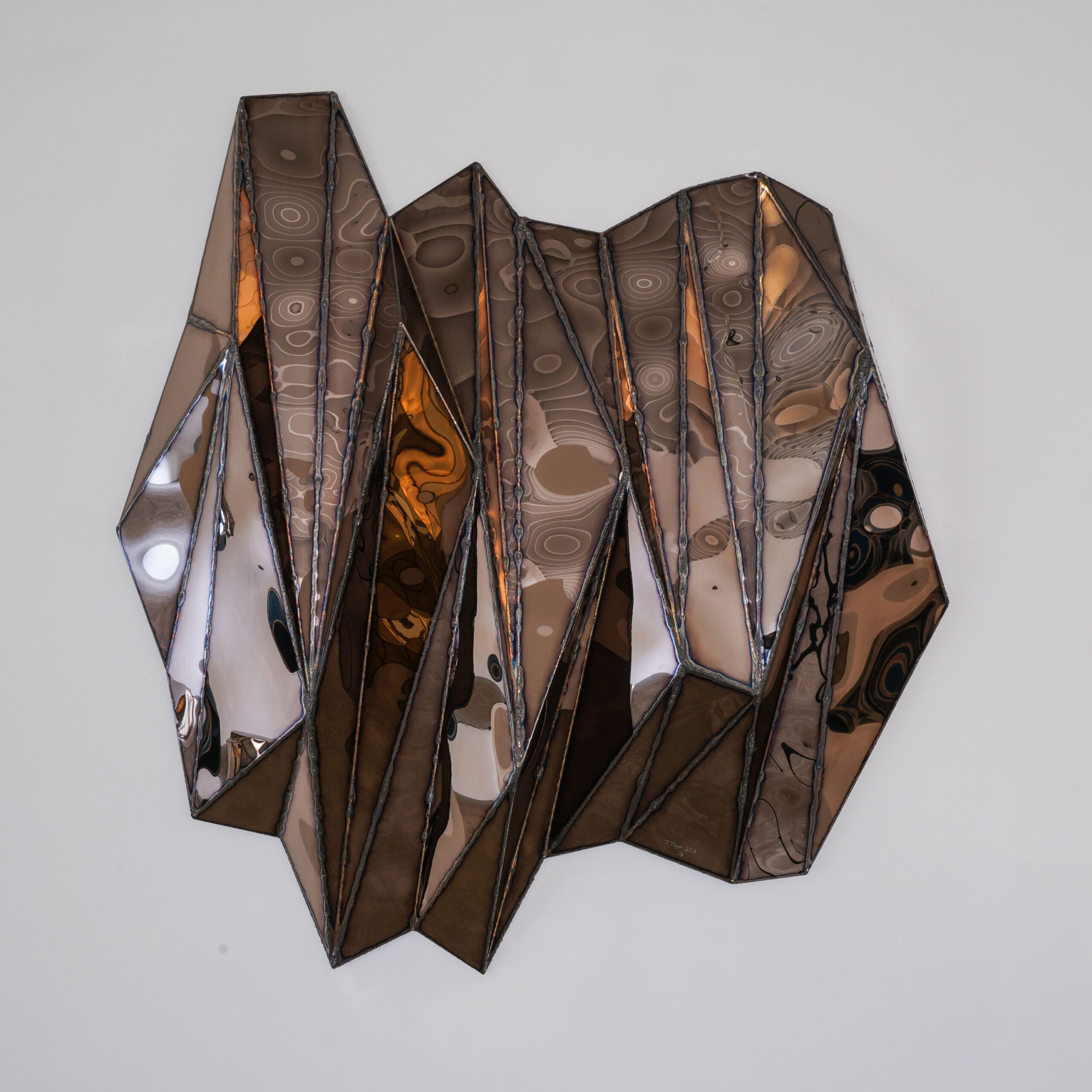 Wing Bronze Wall Piece in Welded Mirror Polished Stainless Steel by Julian Mayor 2