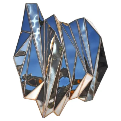 Wing Silver Wall Piece in Welded Mirror-Polished Stainless Steel by Julian Mayor