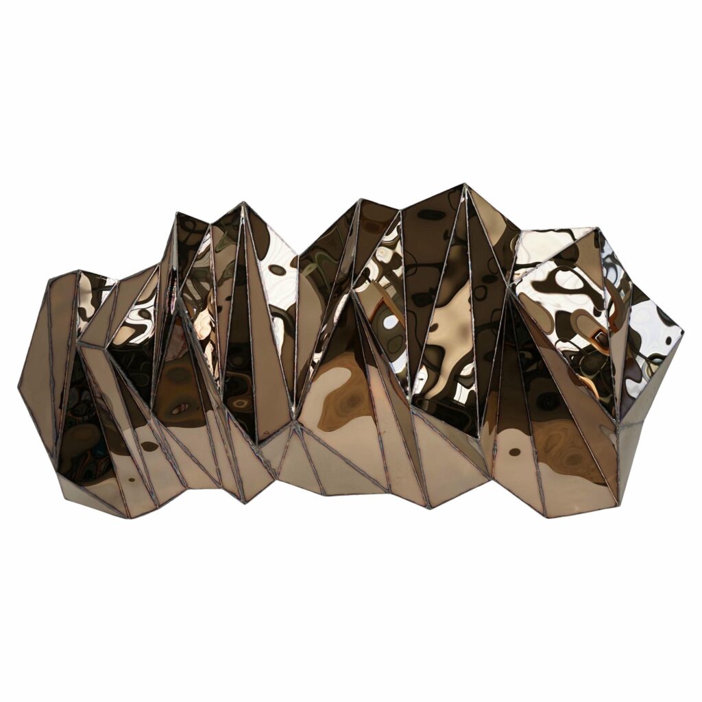Wing Wide Wall Piece in Welded Mirror Polished Stainless Steel by Julian Mayor 1