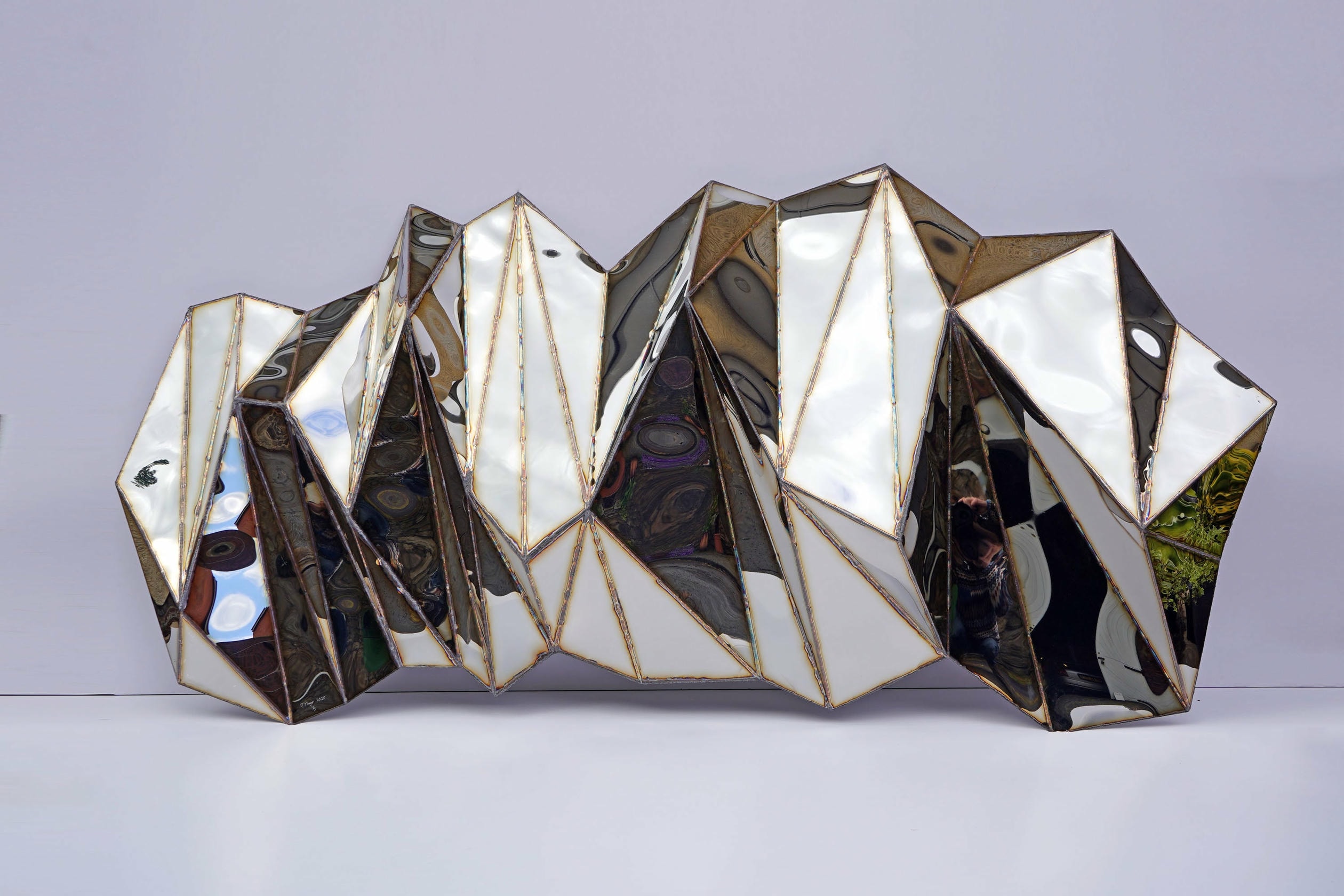 Wing Wide Wall Piece in Welded Mirror Polished Stainless Steel by Julian Mayor 2