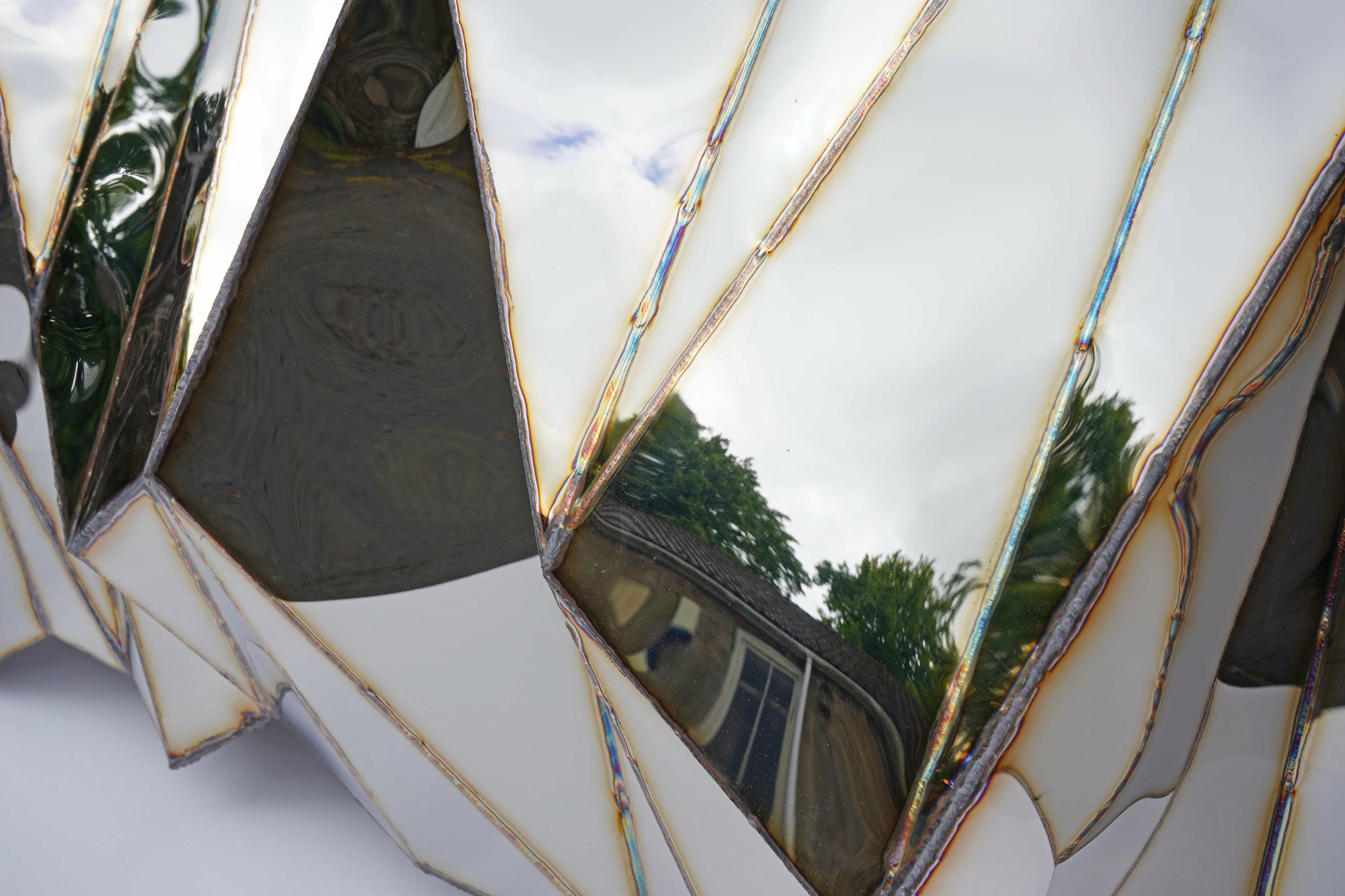 Wing Wide Wall Piece in Welded Mirror Polished Stainless Steel by Julian Mayor 3