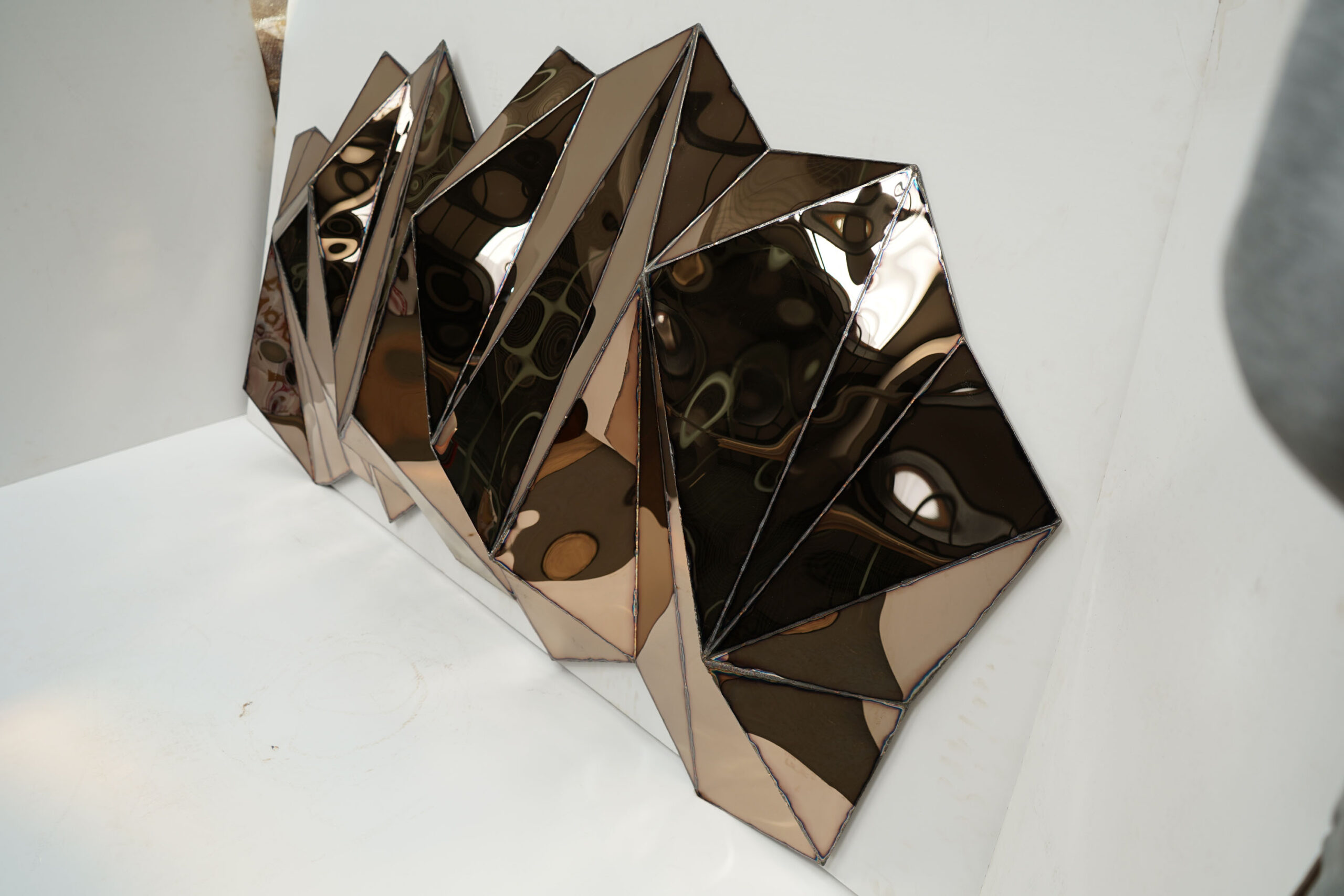 Wing Wide Wall Piece in Welded Mirror Polished Stainless Steel by Julian Mayor 5