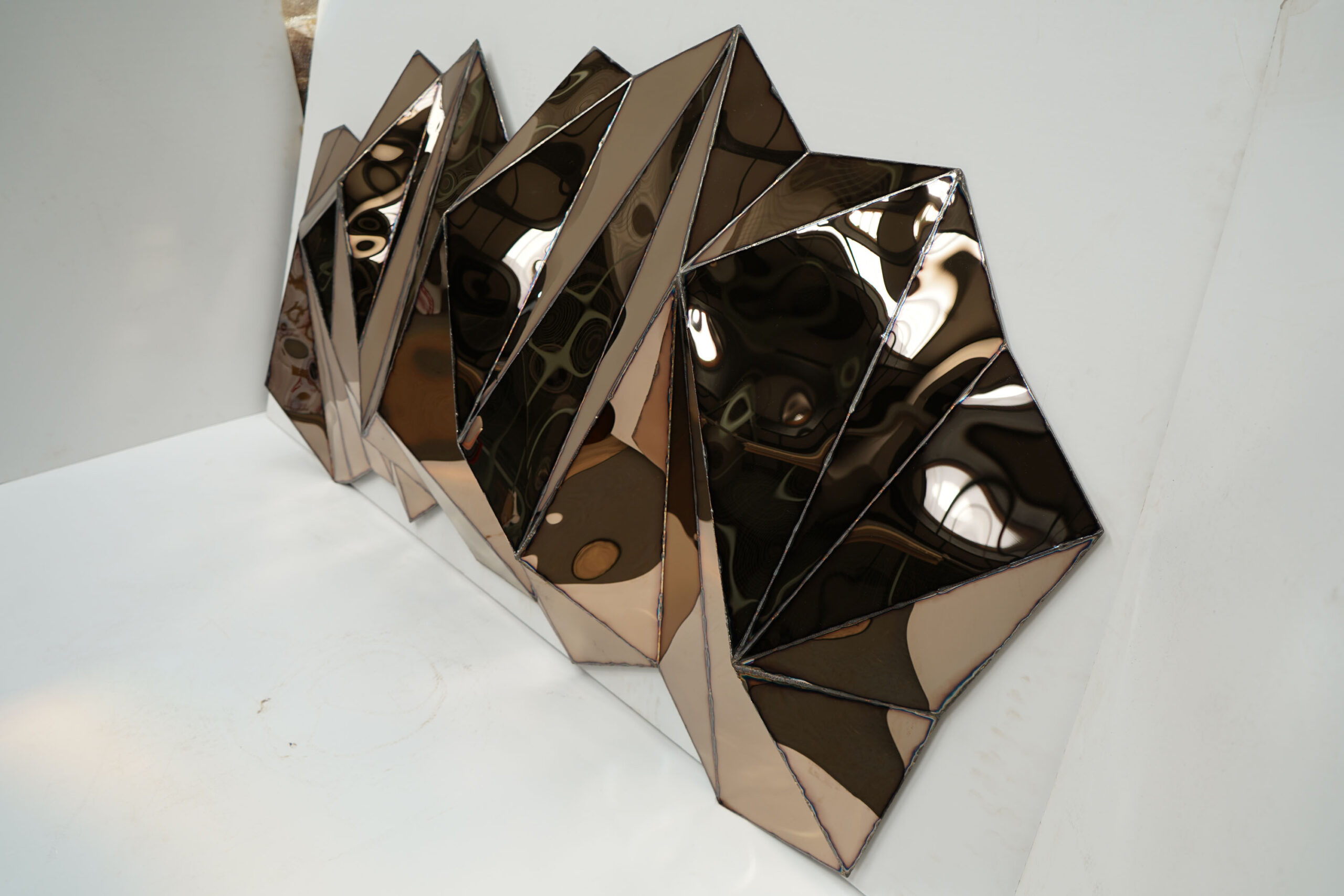 Wing Wide Wall Piece in Welded Mirror Polished Stainless Steel by Julian Mayor 6