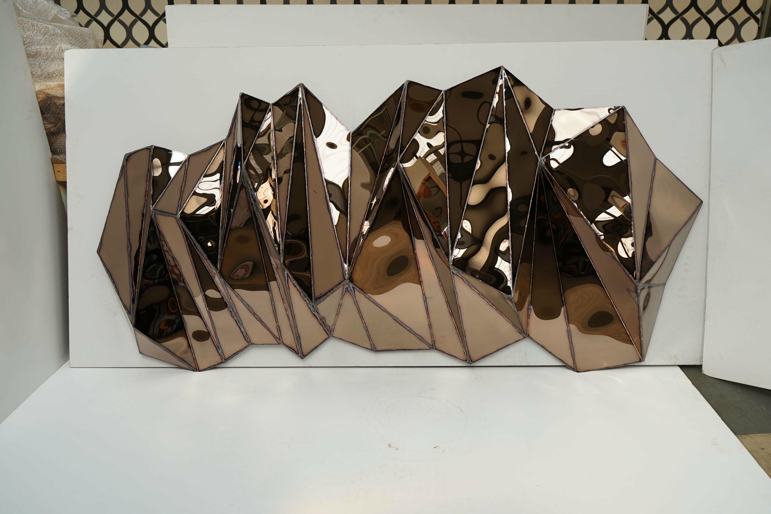 Wing Wide Wall Piece in Welded Mirror Polished Stainless Steel by Julian Mayor 6