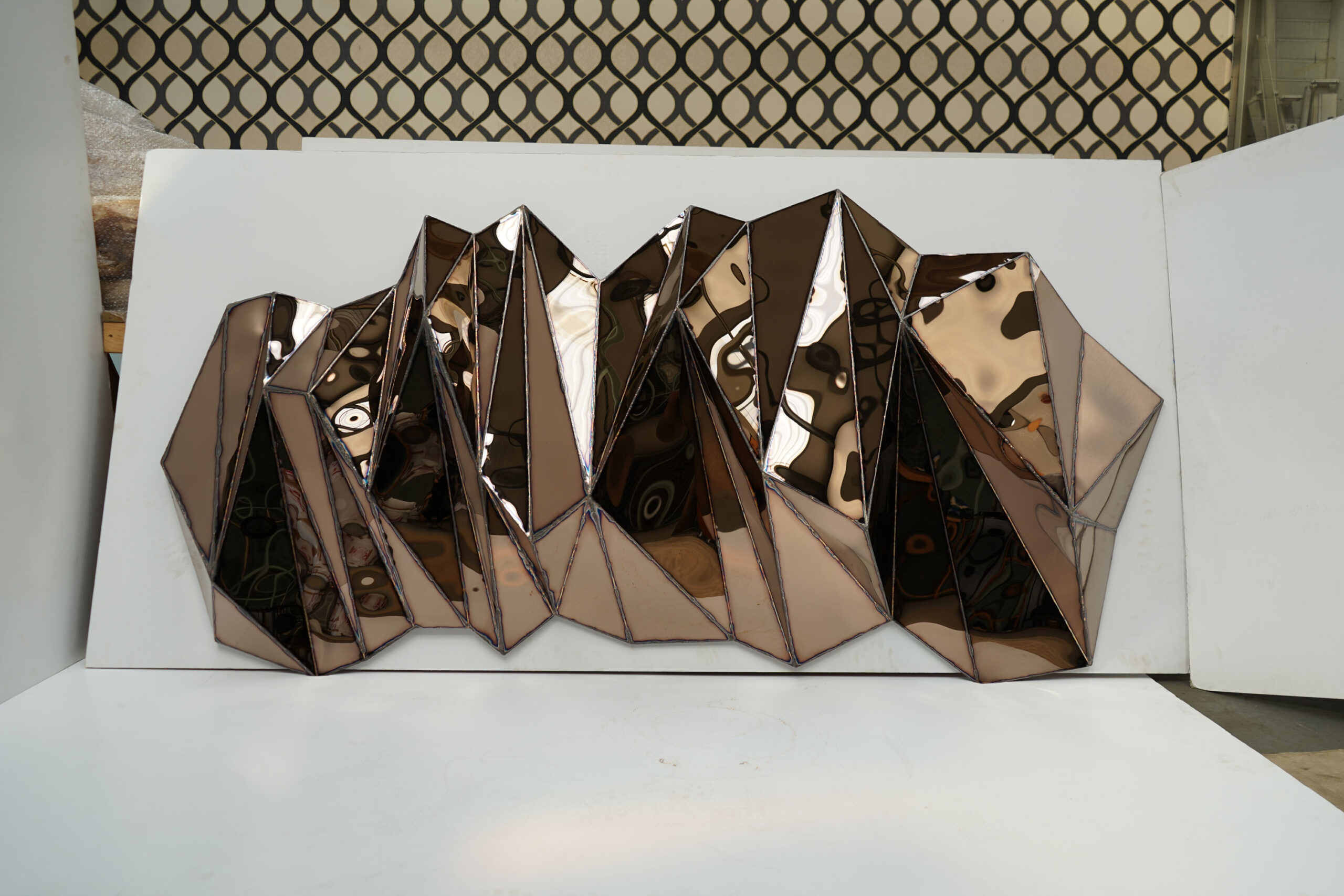 Wing Wide Wall Piece in Welded Mirror Polished Stainless Steel by Julian Mayor 7