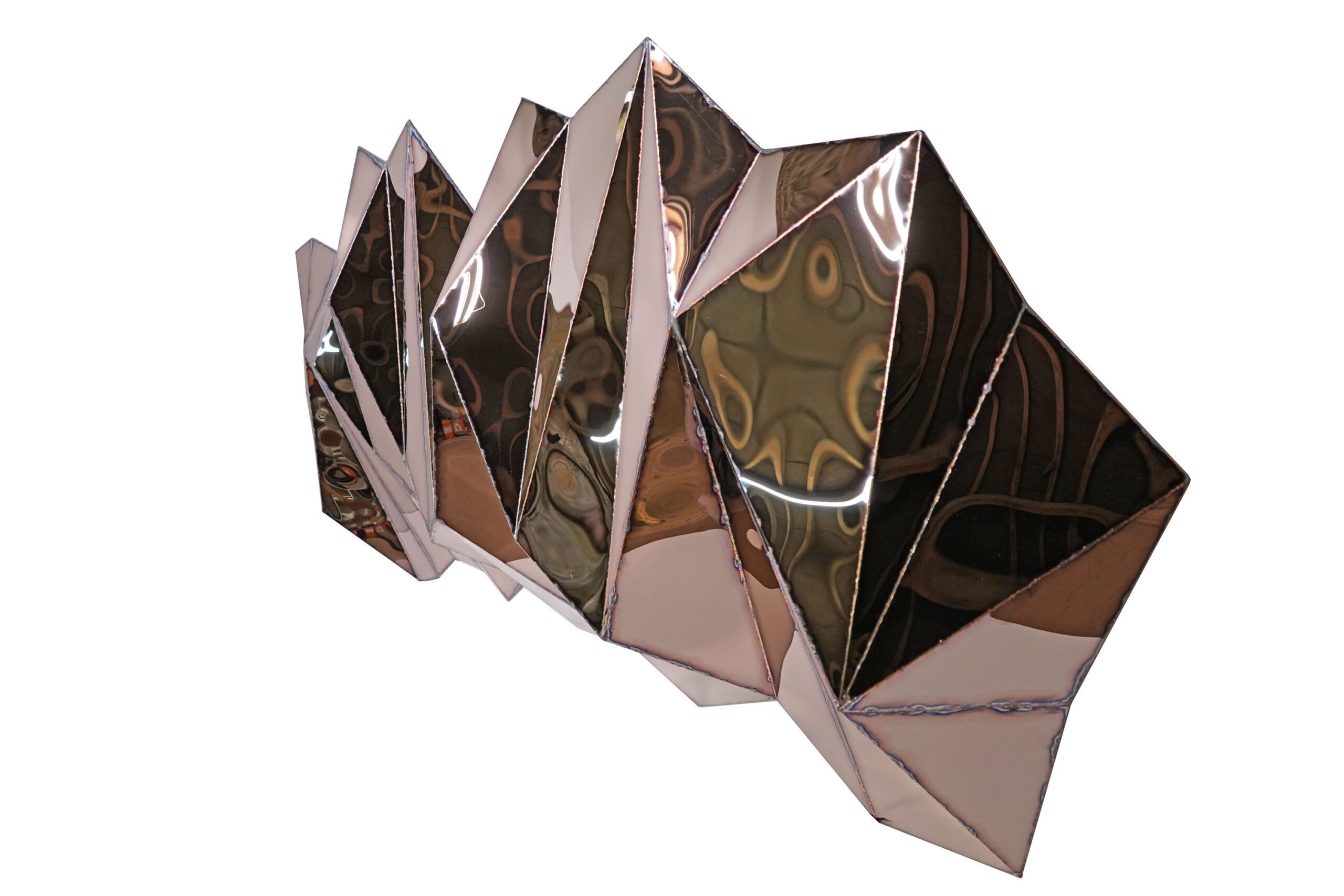 Wing Wide Wall Piece in Welded Mirror Polished Stainless Steel by Julian Mayor 7