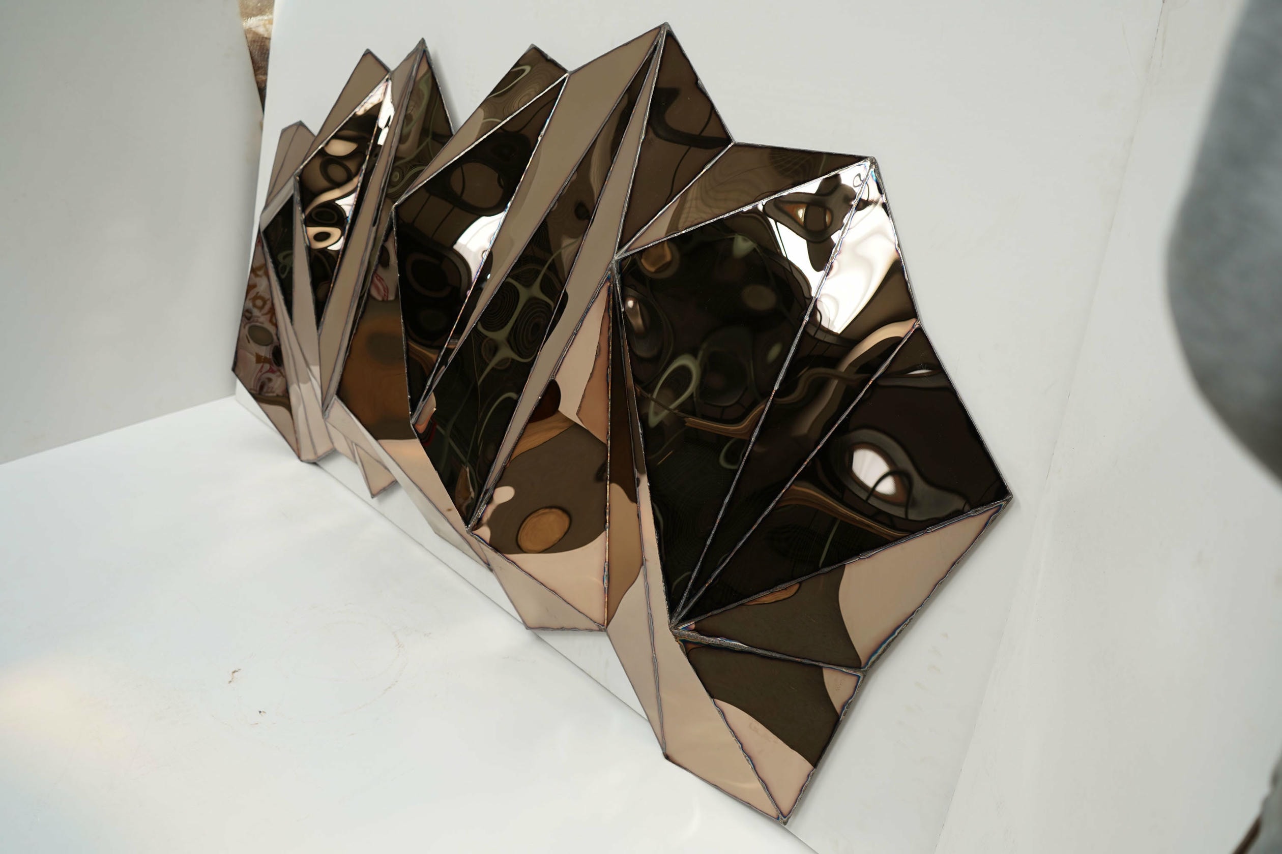 Wing Wide Wall Piece in Welded Mirror Polished Stainless Steel by Julian Mayor 8