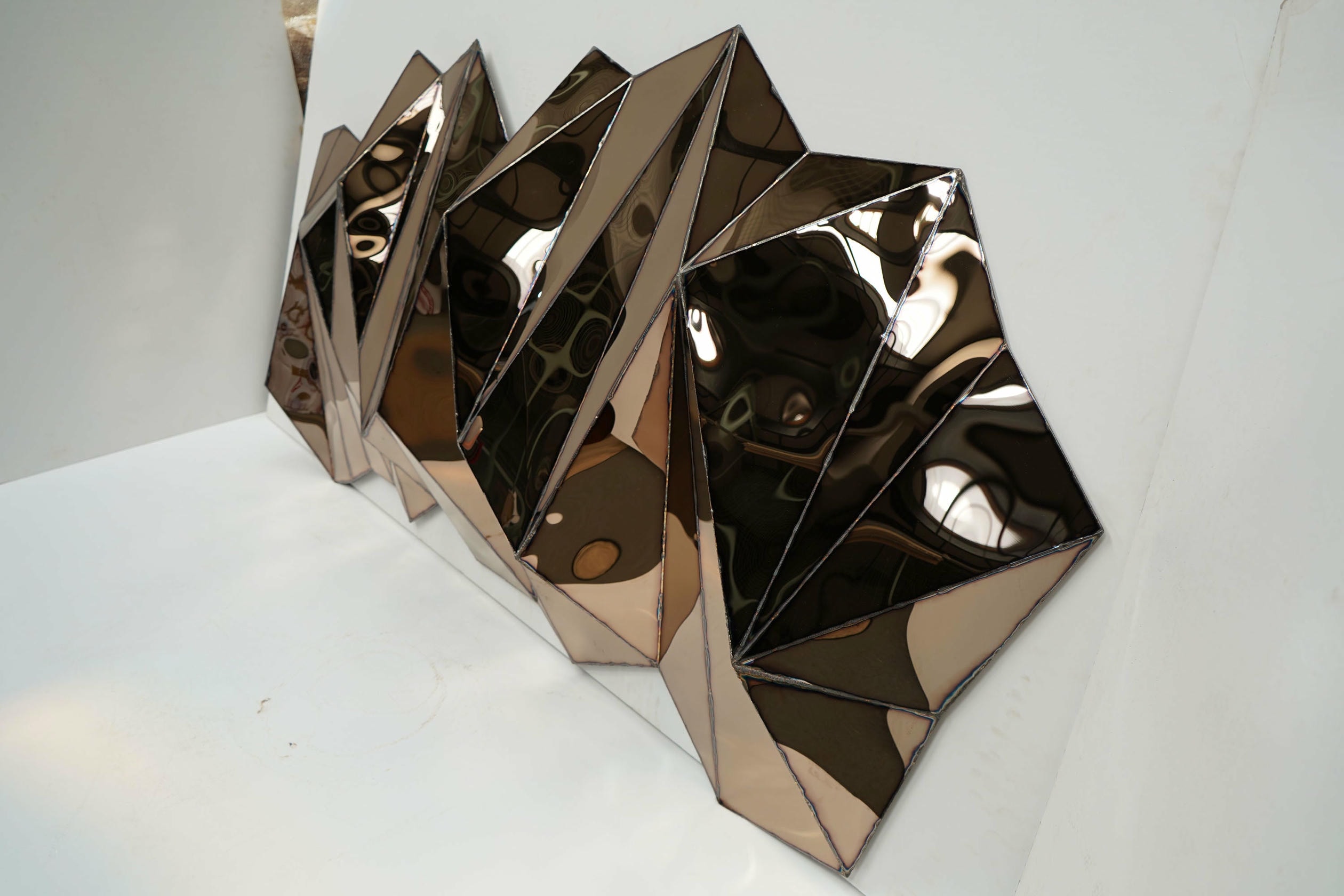 Wing Wide Wall Piece in Welded Mirror Polished Stainless Steel by Julian Mayor 9