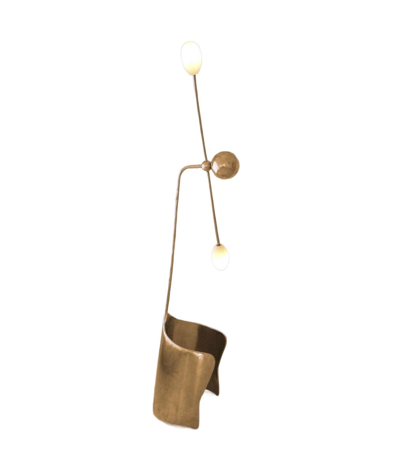 Moulin Floor Lamp In Brass & Hand Blown Glass by Atelier Ellery 1