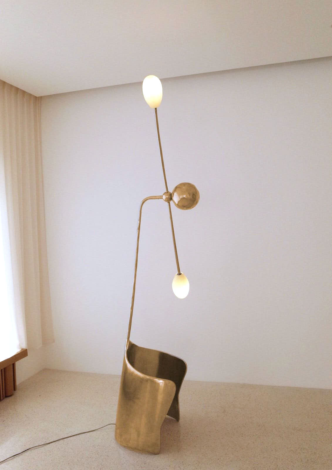Moulin Floor Lamp In Brass & Hand Blown Glass by Atelier Ellery 2